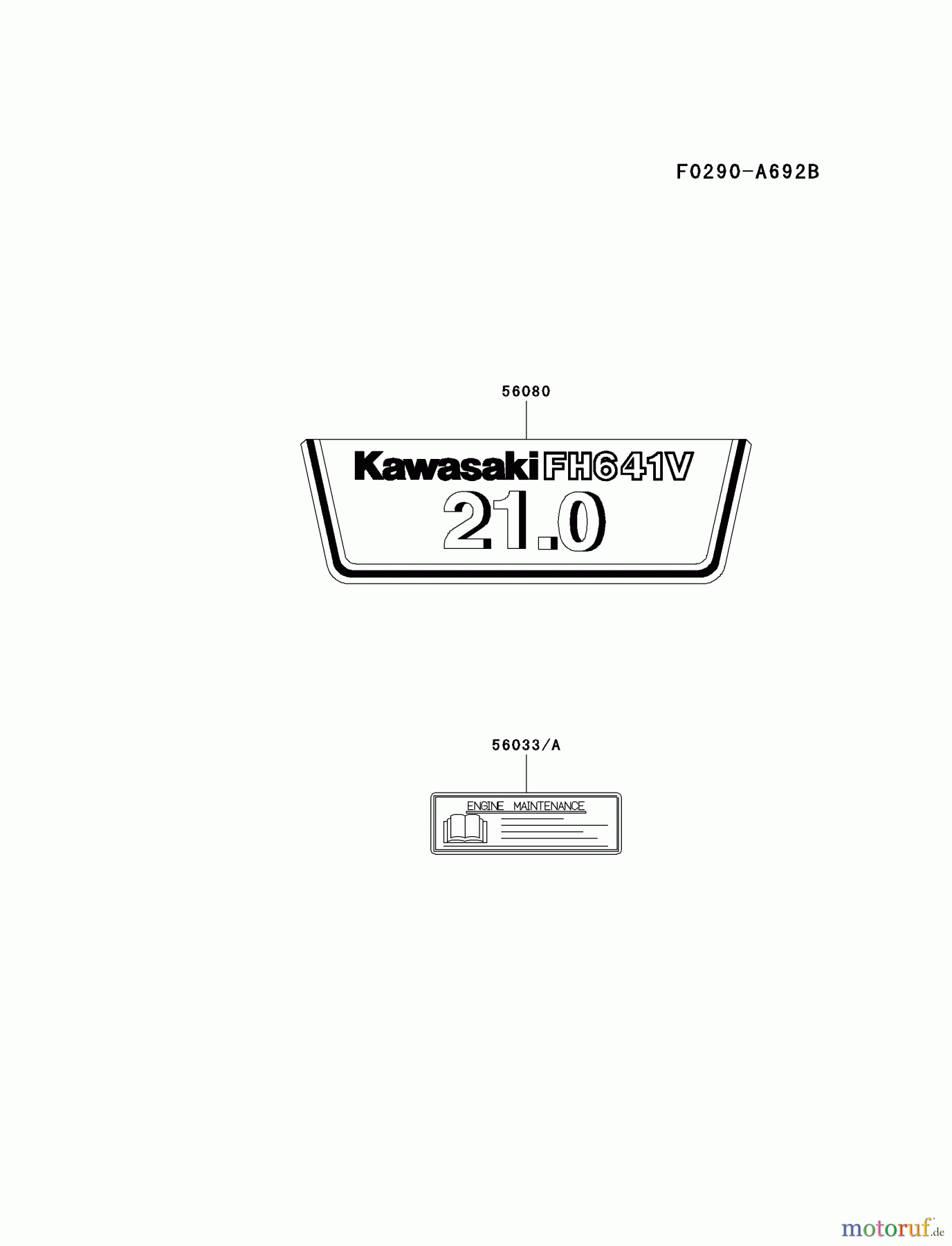  Kawasaki Motoren Motoren Vertikal FA210V - AS02 bis FH641V - DS24 FH641V-AS08 - Kawasaki FH641V 4-Stroke Engine LABEL