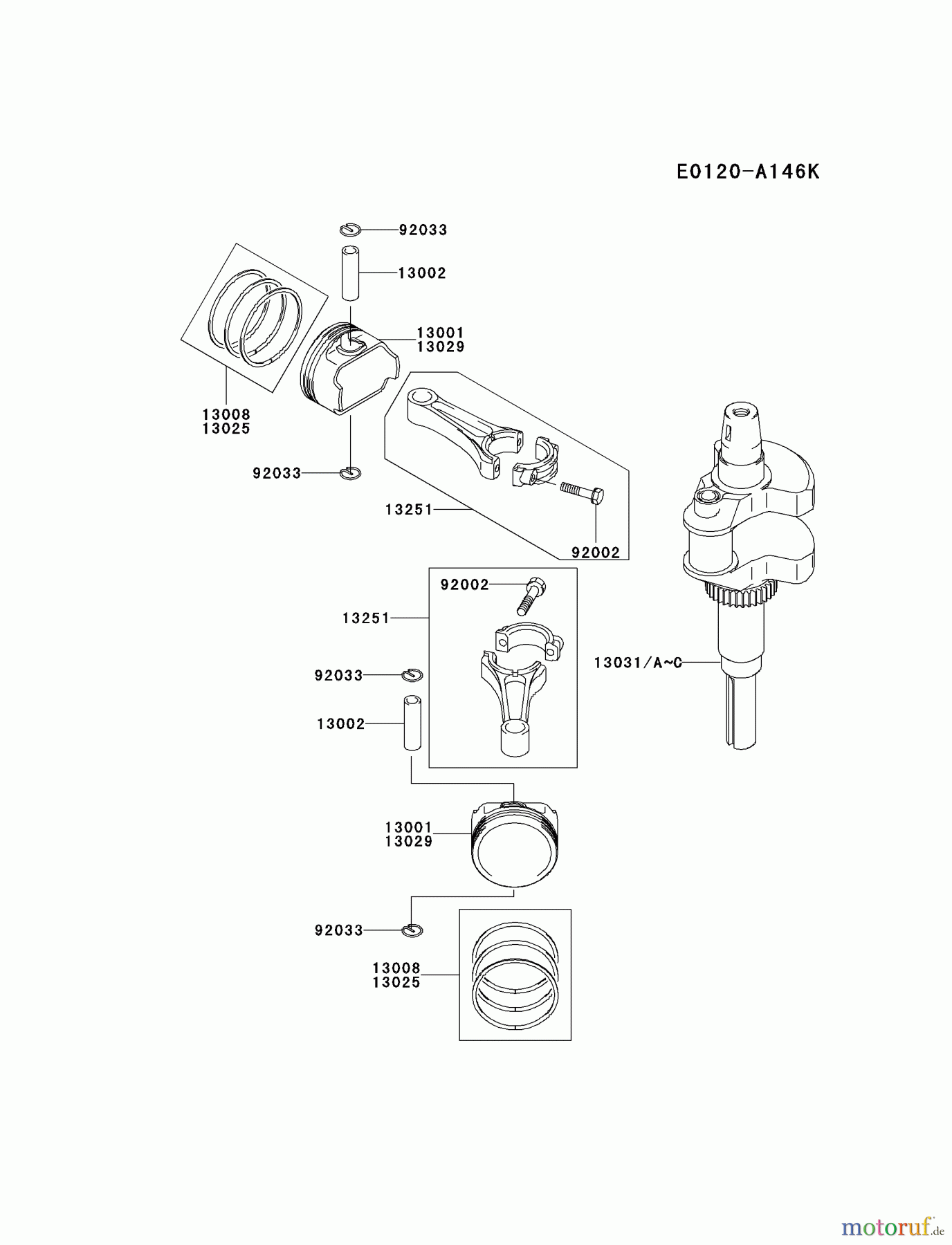  Kawasaki Motoren Motoren Vertikal FA210V - AS02 bis FH641V - DS24 FH641V-AS09 - Kawasaki FH641V 4-Stroke Engine PISTON/CRANKSHAFT