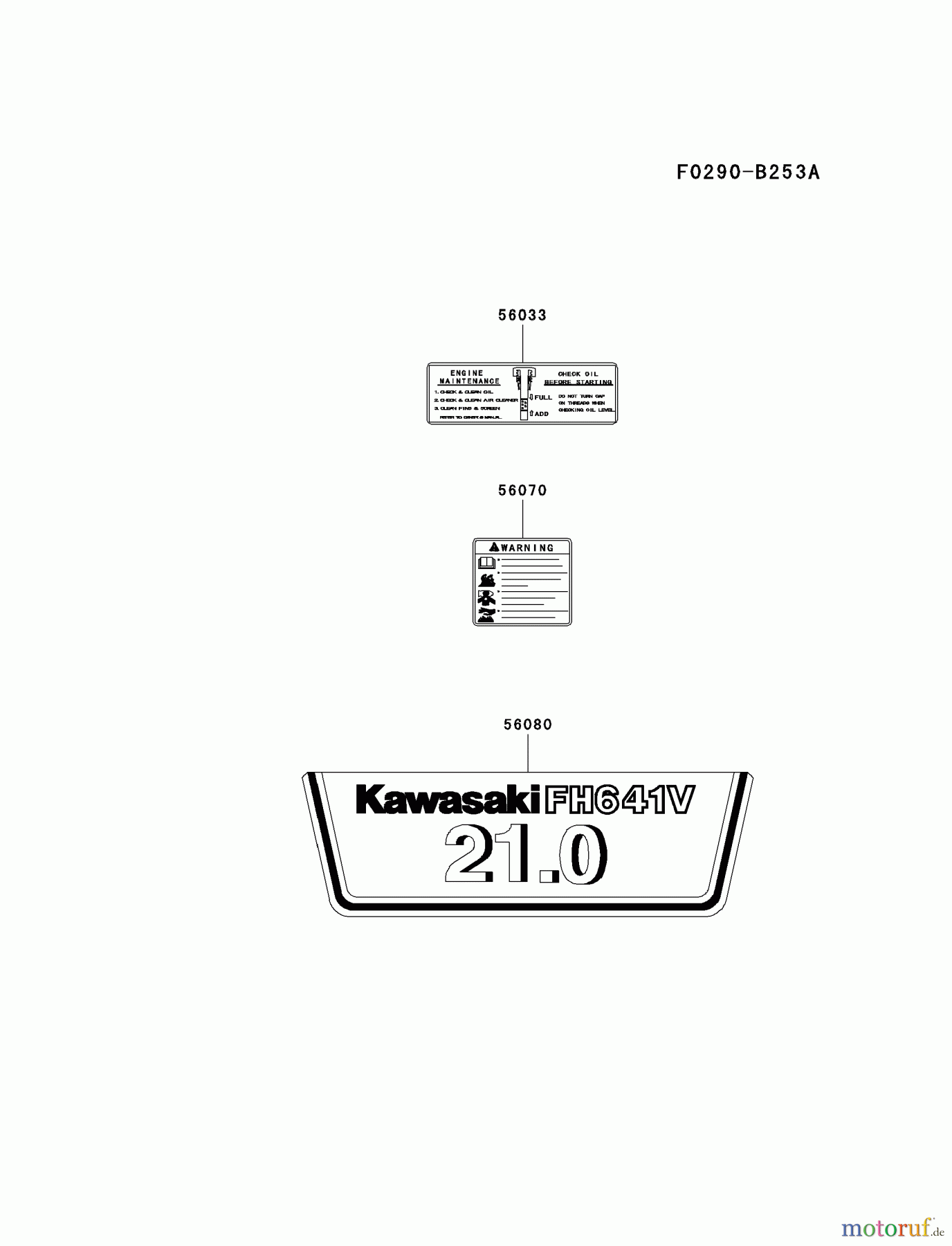  Kawasaki Motoren Motoren Vertikal FA210V - AS02 bis FH641V - DS24 FH641V-CS20 - Kawasaki FH641V 4-Stroke Engine LABEL