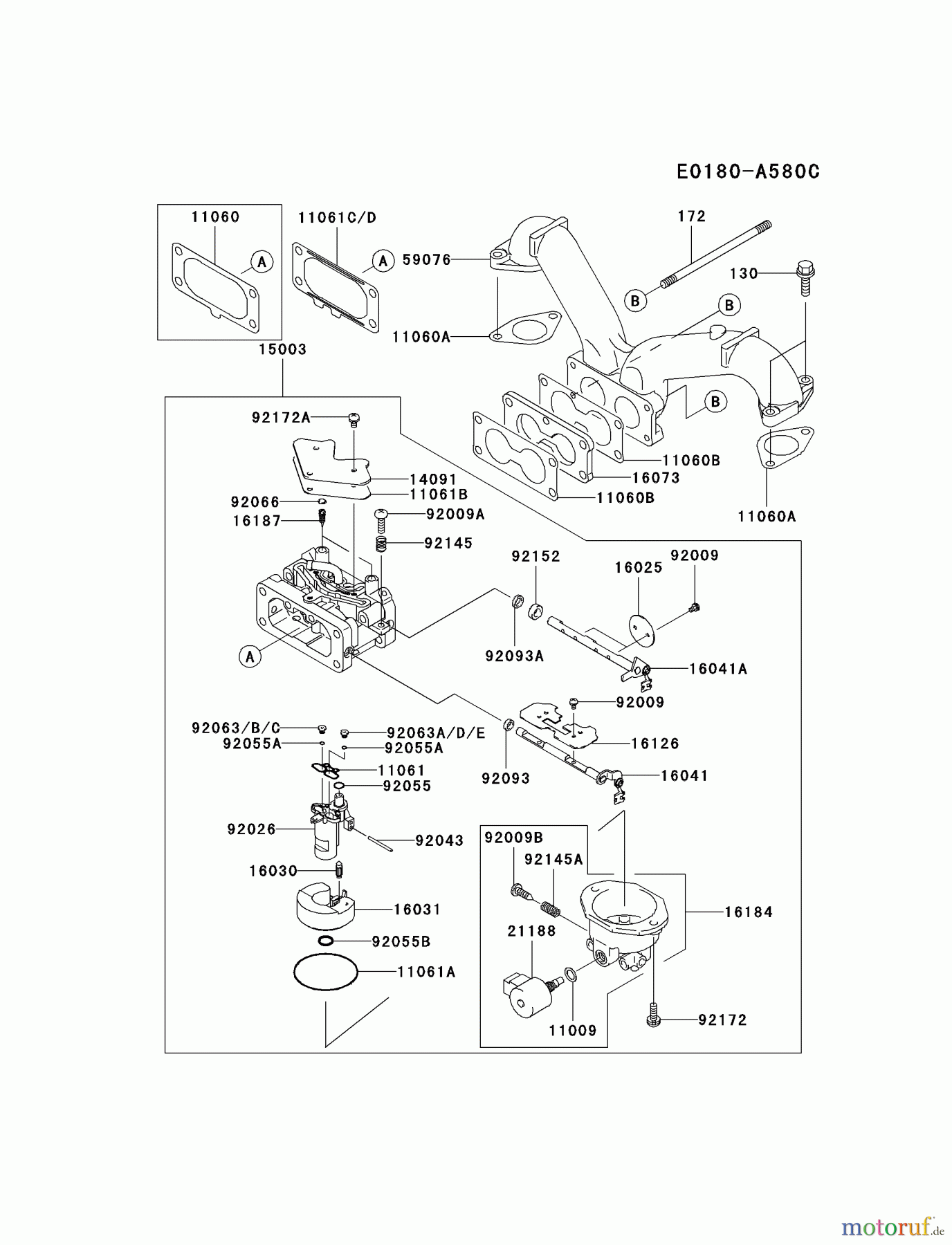  Kawasaki Motoren Motoren Vertikal FA210V - AS02 bis FH641V - DS24 FH641V-BS21 - Kawasaki FH641V 4-Stroke Engine CARBURETOR #2