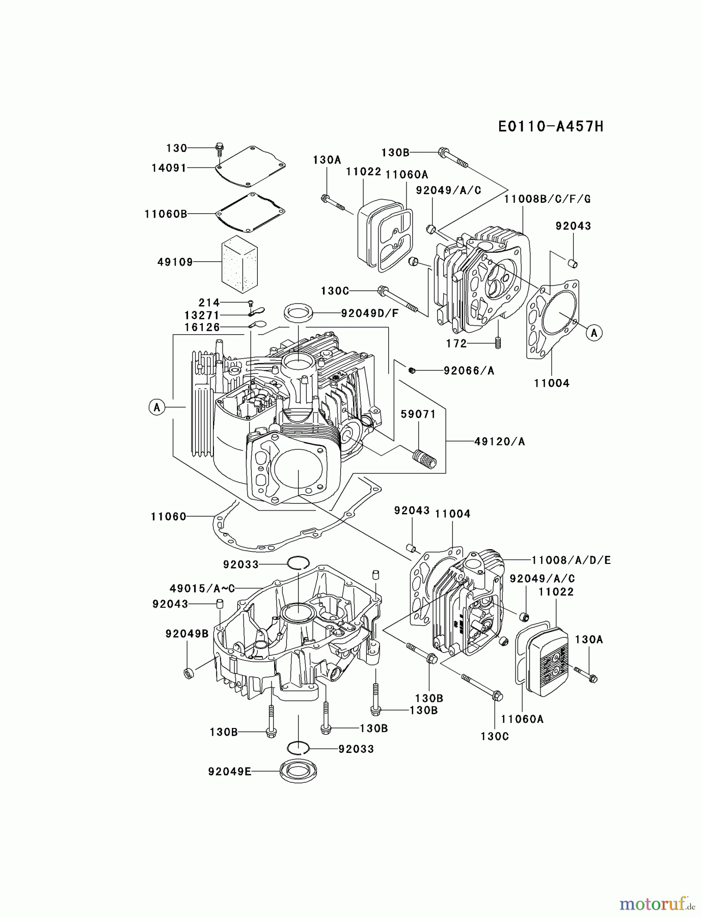  Kawasaki Motoren Motoren Vertikal FH641V - DS25 bis FS481V - BS13 FH680V-BS28 - Kawasaki FH680V 4-Stroke Engine CYLINDER/CRANKCASE #2