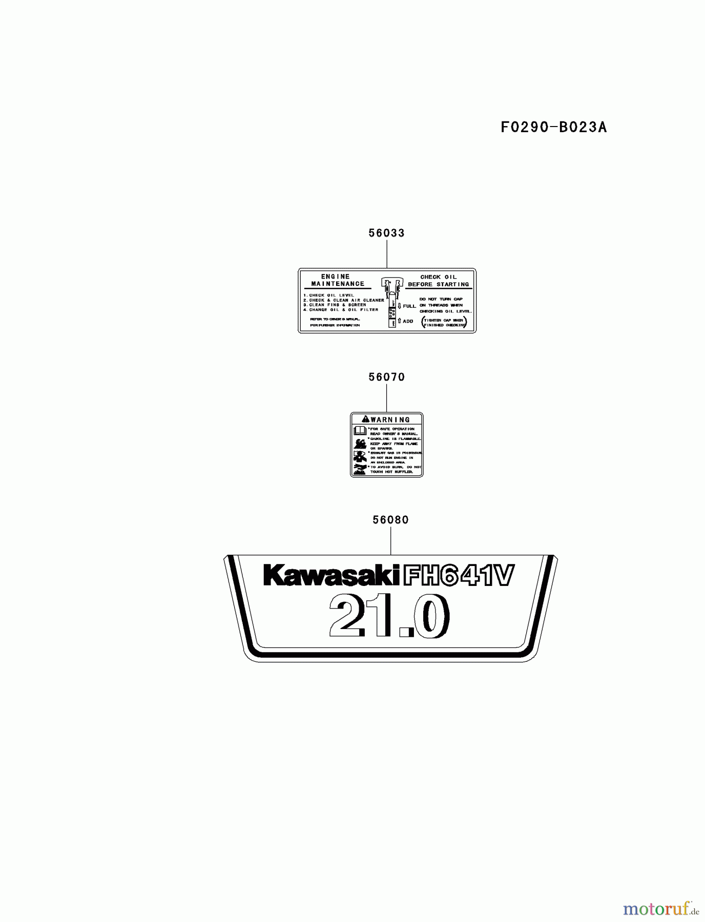  Kawasaki Motoren Motoren Vertikal FA210V - AS02 bis FH641V - DS24 FH641V-BS23 - Kawasaki FH641V 4-Stroke Engine LABEL