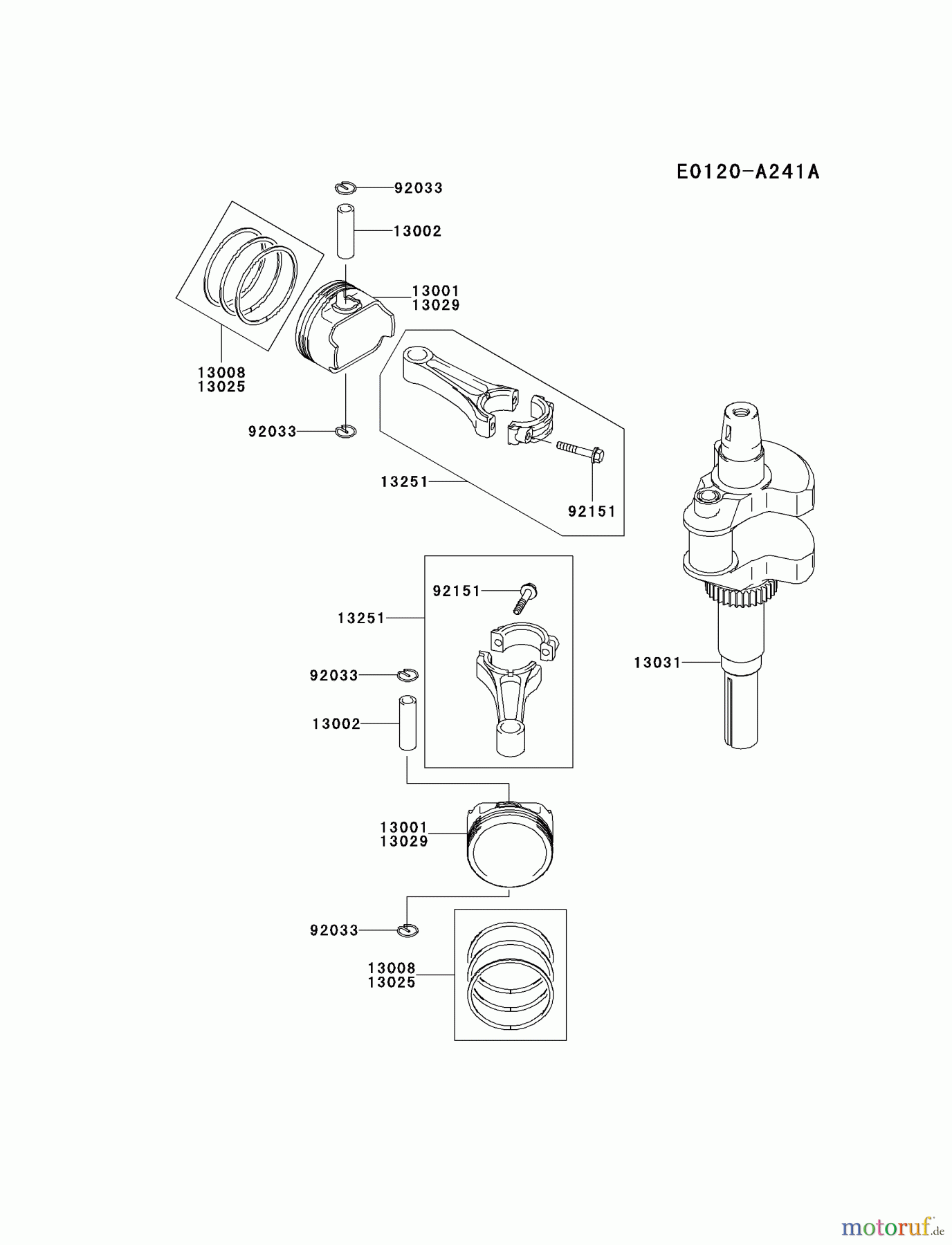  Kawasaki Motoren Motoren Vertikal FA210V - AS02 bis FH641V - DS24 FH641V-BS17 - Kawasaki FH641V 4-Stroke Engine PISTON/CRANKSHAFT