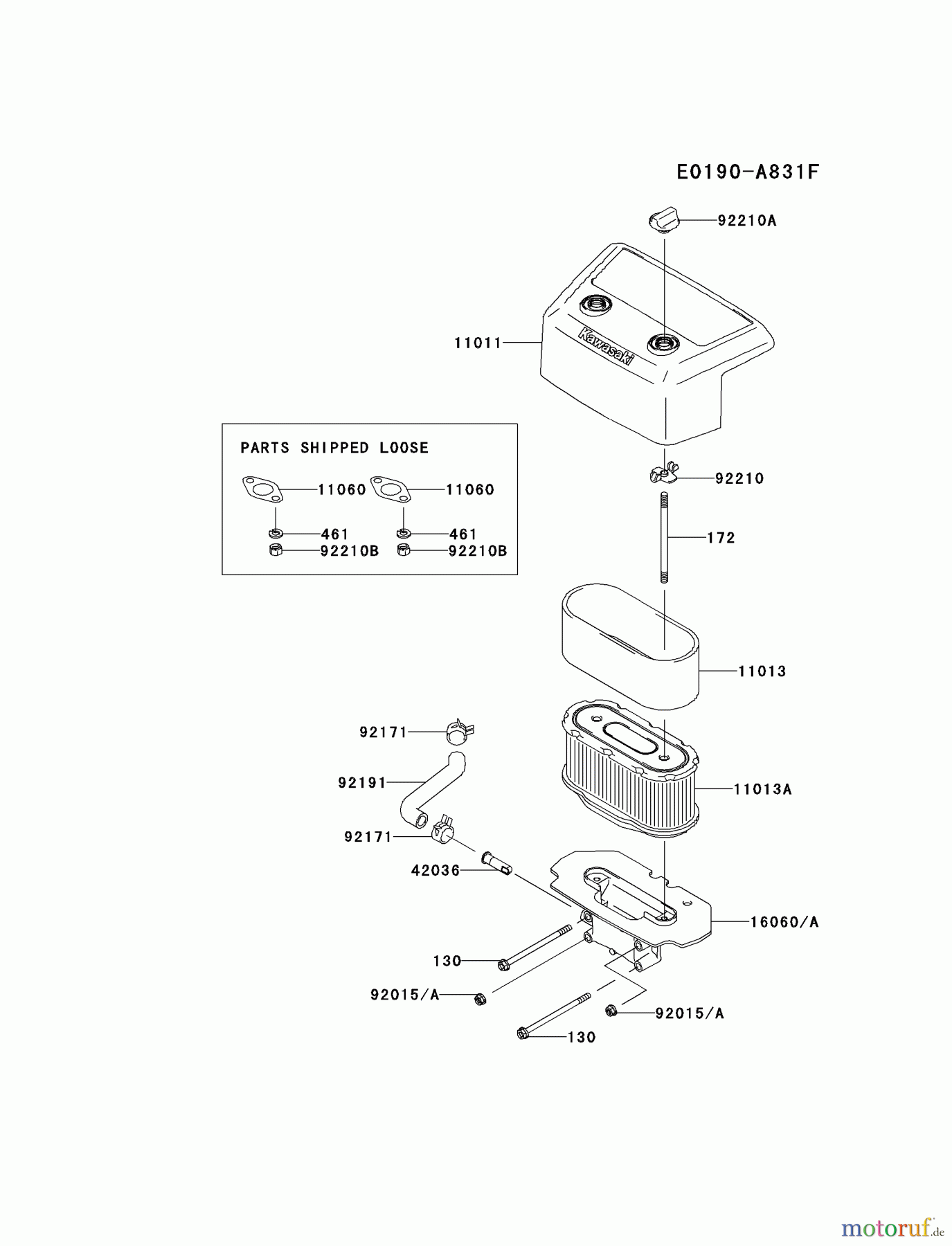  Kawasaki Motoren Motoren Vertikal FA210V - AS02 bis FH641V - DS24 FH641V-BS31 - Kawasaki FH641V 4-Stroke Engine AIR-FILTER/MUFFLER