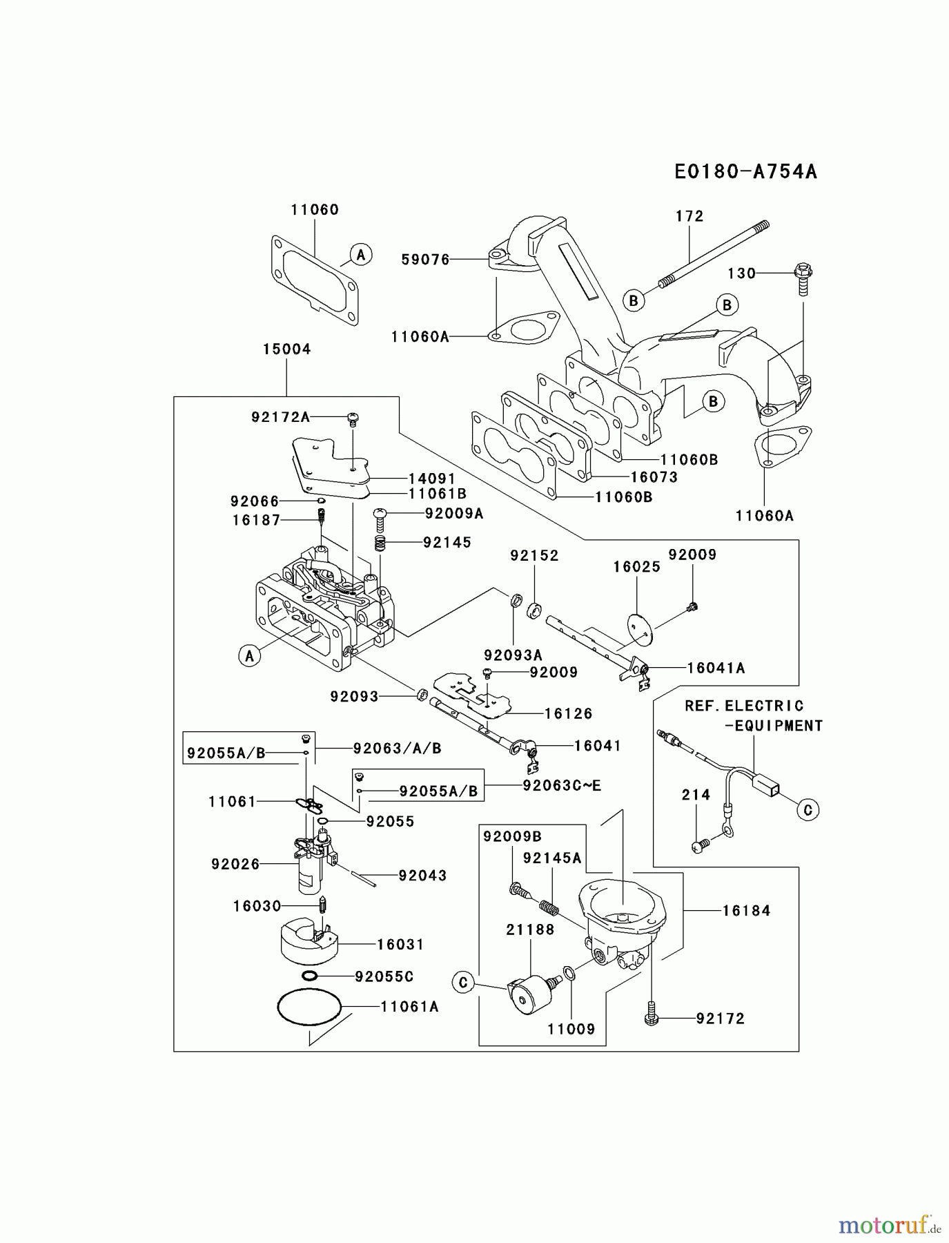  Kawasaki Motoren Motoren Vertikal FA210V - AS02 bis FH641V - DS24 FH641V-BS31 - Kawasaki FH641V 4-Stroke Engine CARBURETOR #1