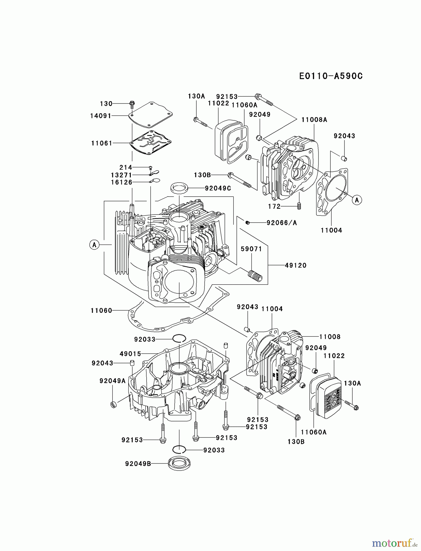  Kawasaki Motoren Motoren Vertikal FA210V - AS02 bis FH641V - DS24 FH641V-BS31 - Kawasaki FH641V 4-Stroke Engine CYLINDER/CRANKCASE