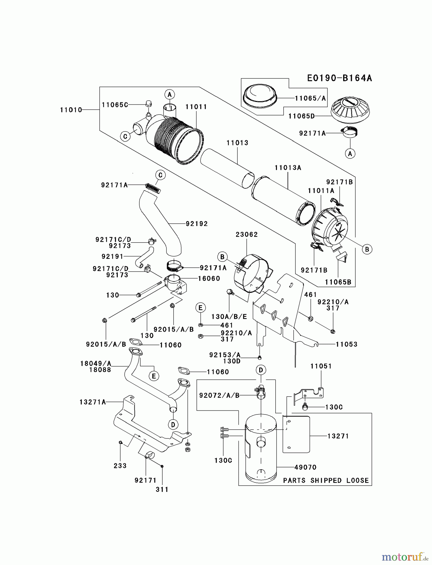  Kawasaki Motoren Motoren Vertikal FA210V - AS02 bis FH641V - DS24 FH641V-CS28 - Kawasaki FH641V 4-Stroke Engine AIR-FILTER/MUFFLER #2