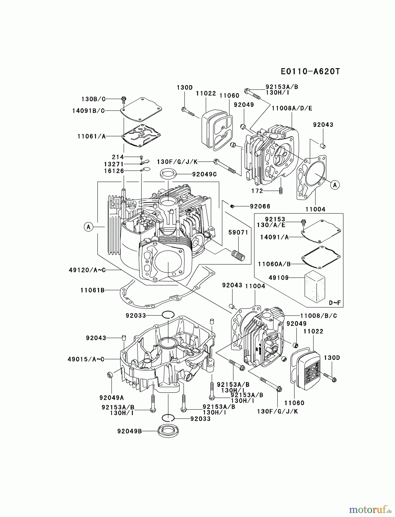  Kawasaki Motoren Motoren Vertikal FH641V - DS25 bis FS481V - BS13 FH641V-GS05 - Kawasaki FH641V 4-Stroke Engine CYLINDER/CRANKCASE #2