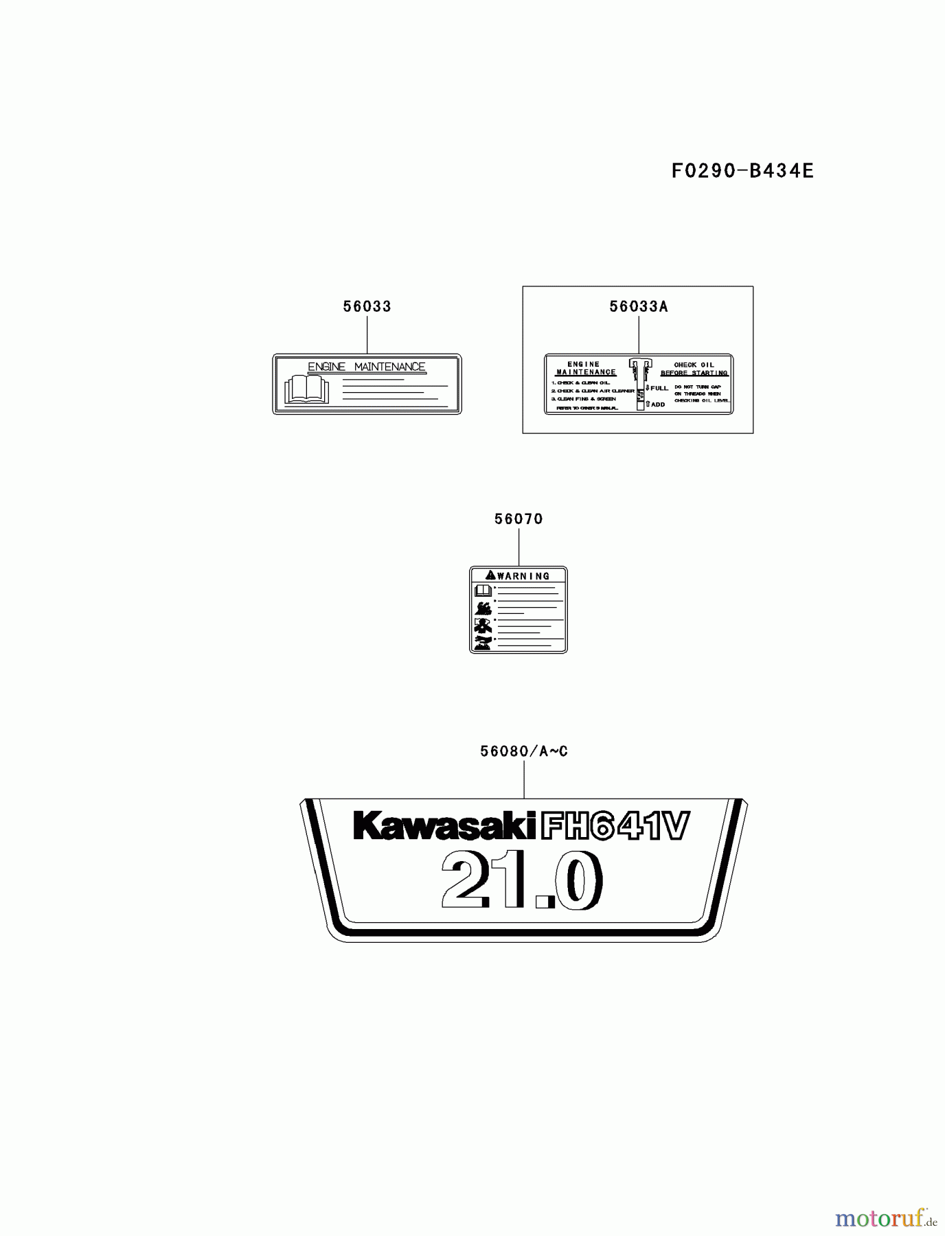  Kawasaki Motoren Motoren Vertikal FH641V - DS25 bis FS481V - BS13 FH641V-ES05 - Kawasaki FH641V 4-Stroke Engine LABEL