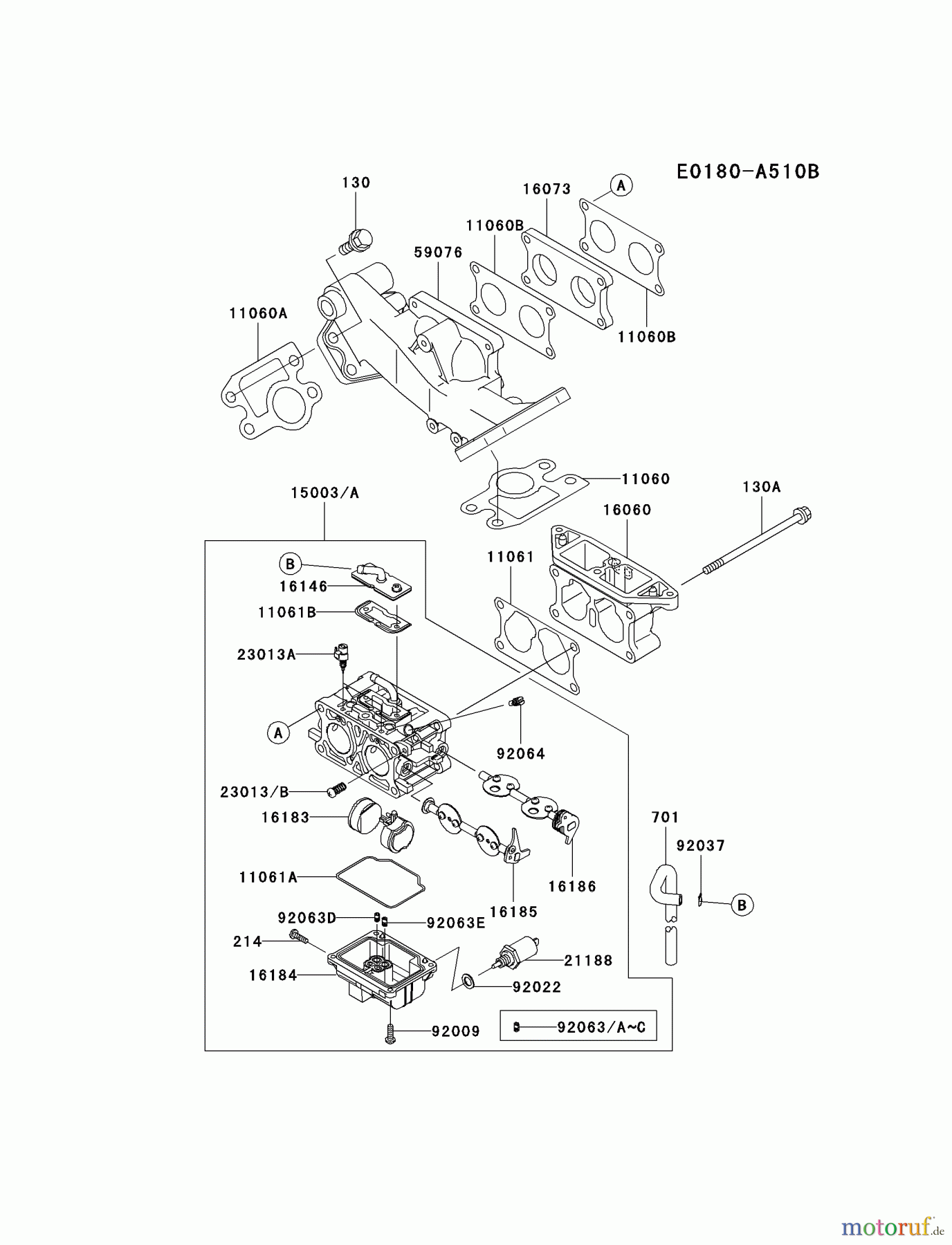  Kawasaki Motoren Motoren, Horizontal FD671D-AS01 - Kawasaki FD671D 4-Stroke Engine CARBURETOR