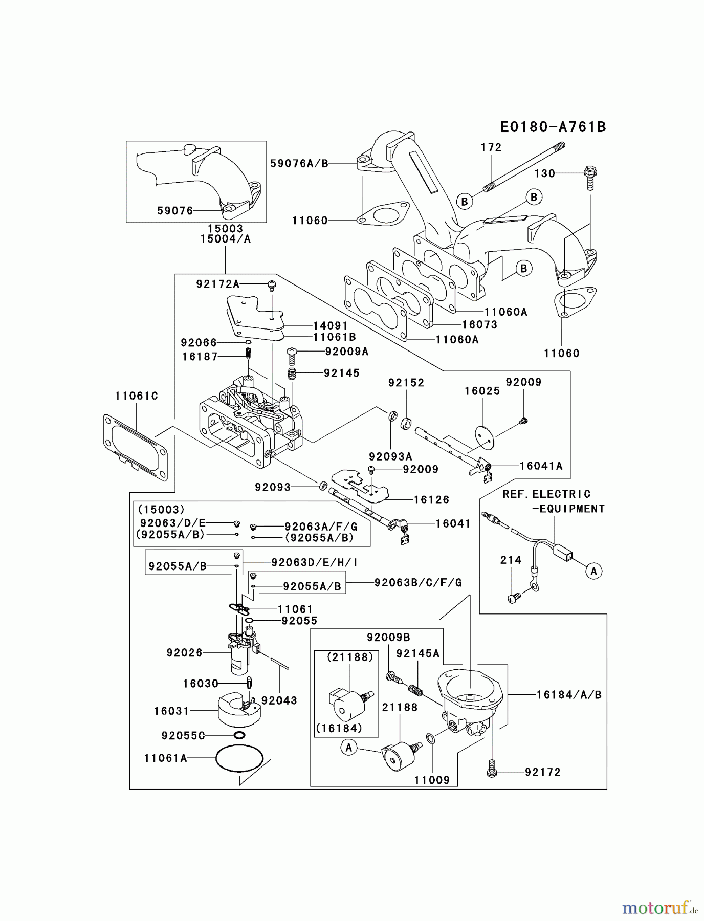  Kawasaki Motoren Motoren Vertikal FH641V - DS25 bis FS481V - BS13 FH641V-ES25 - Kawasaki FH641V 4-Stroke Engine CARBURETOR #2