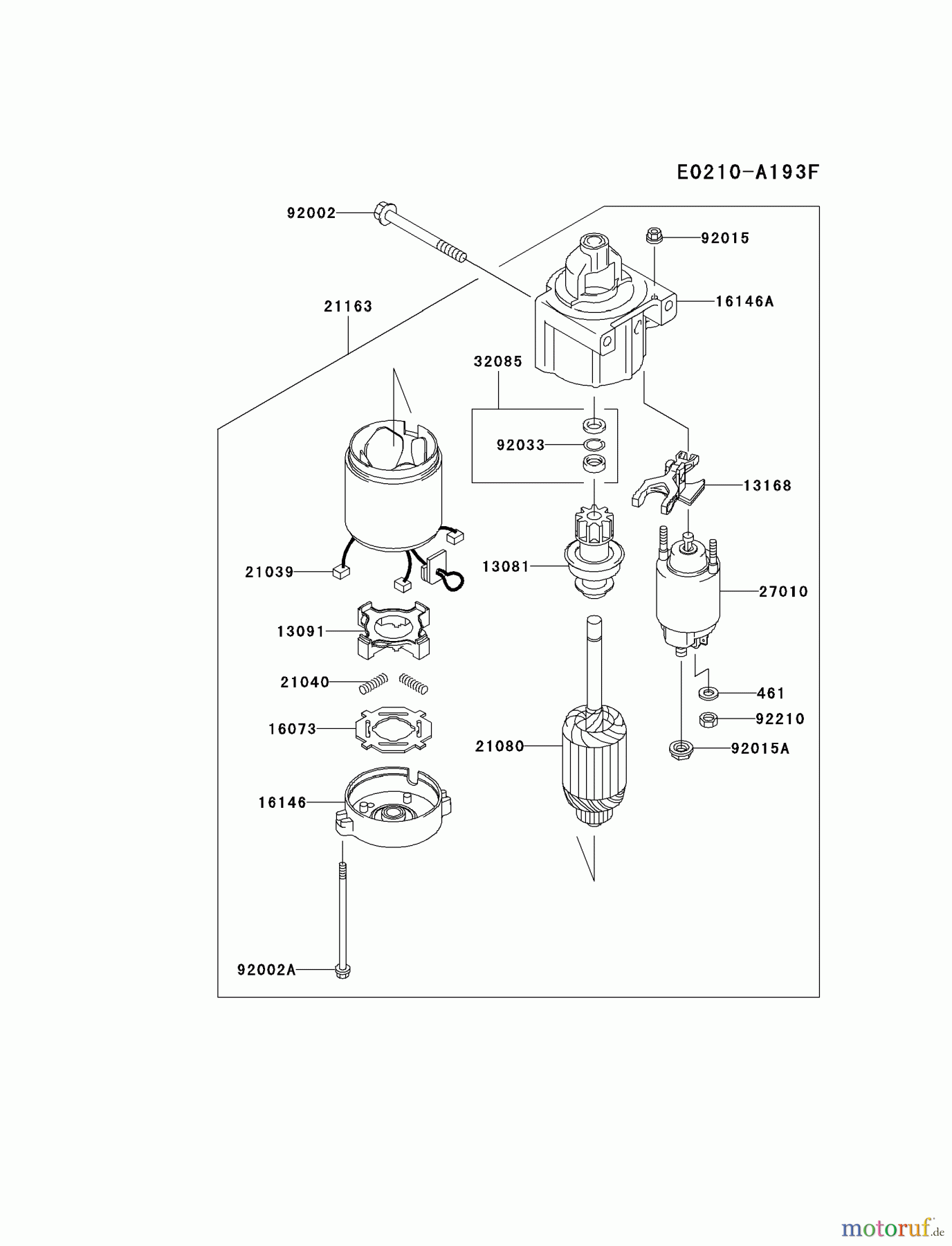  Kawasaki Motoren Motoren Vertikal FH641V - DS25 bis FS481V - BS13 FH641V-ES27 - Kawasaki FH641V 4-Stroke Engine STARTER