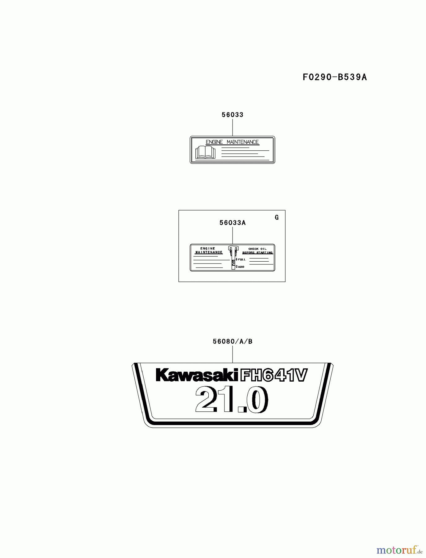  Kawasaki Motoren Motoren Vertikal FH641V - DS25 bis FS481V - BS13 FH641V-HS06 - Kawasaki FH641V 4-Stroke Engine LABEL