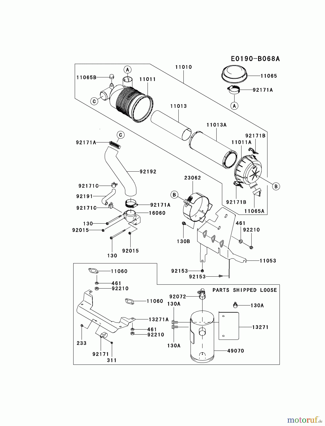  Kawasaki Motoren Motoren Vertikal FH641V - DS25 bis FS481V - BS13 FH680V-AS37 - Kawasaki FH680V 4-Stroke Engine AIR-FILTER/MUFFLER