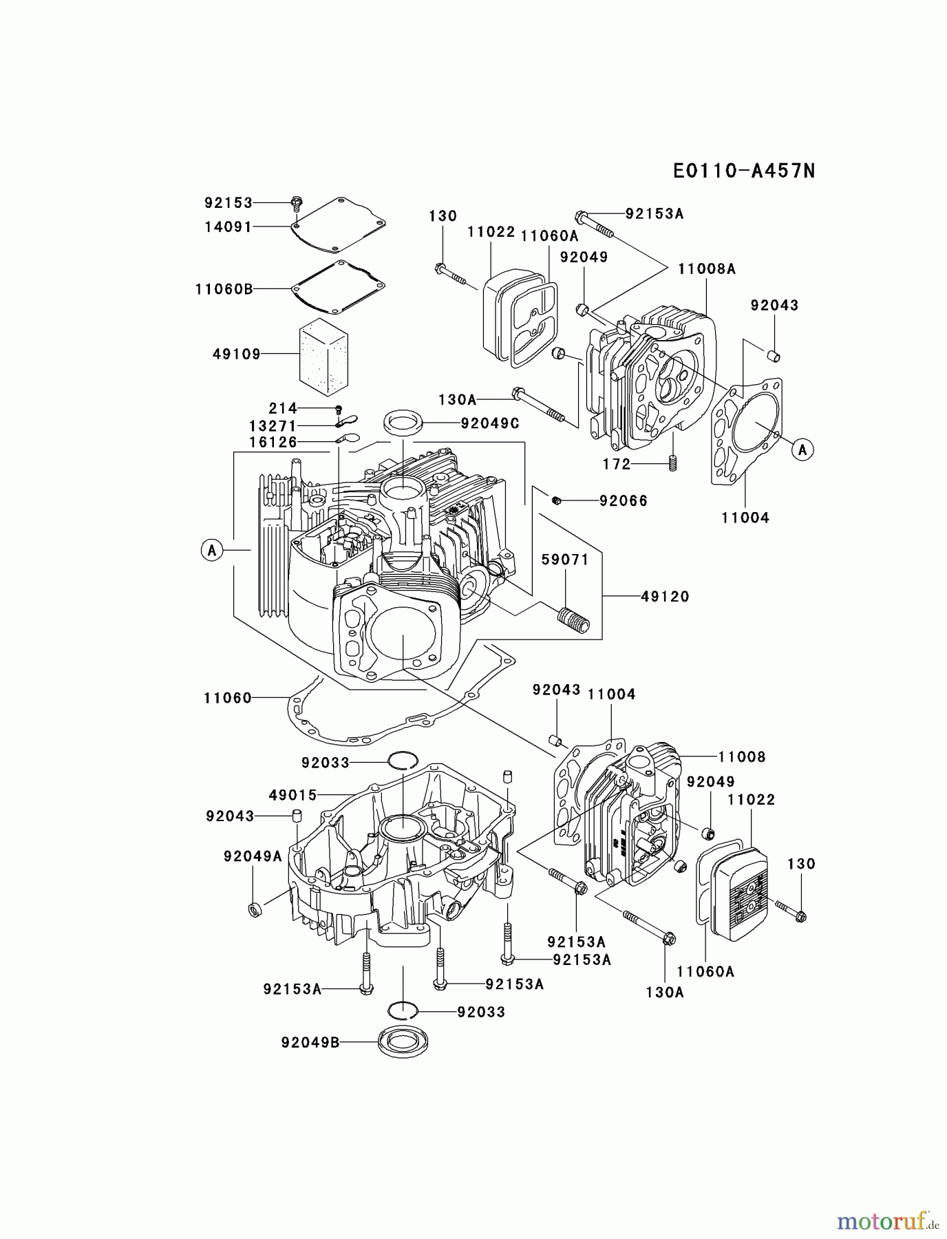  Kawasaki Motoren Motoren Vertikal FH641V - DS25 bis FS481V - BS13 FH680V-AS37 - Kawasaki FH680V 4-Stroke Engine CYLINDER/CRANKCASE