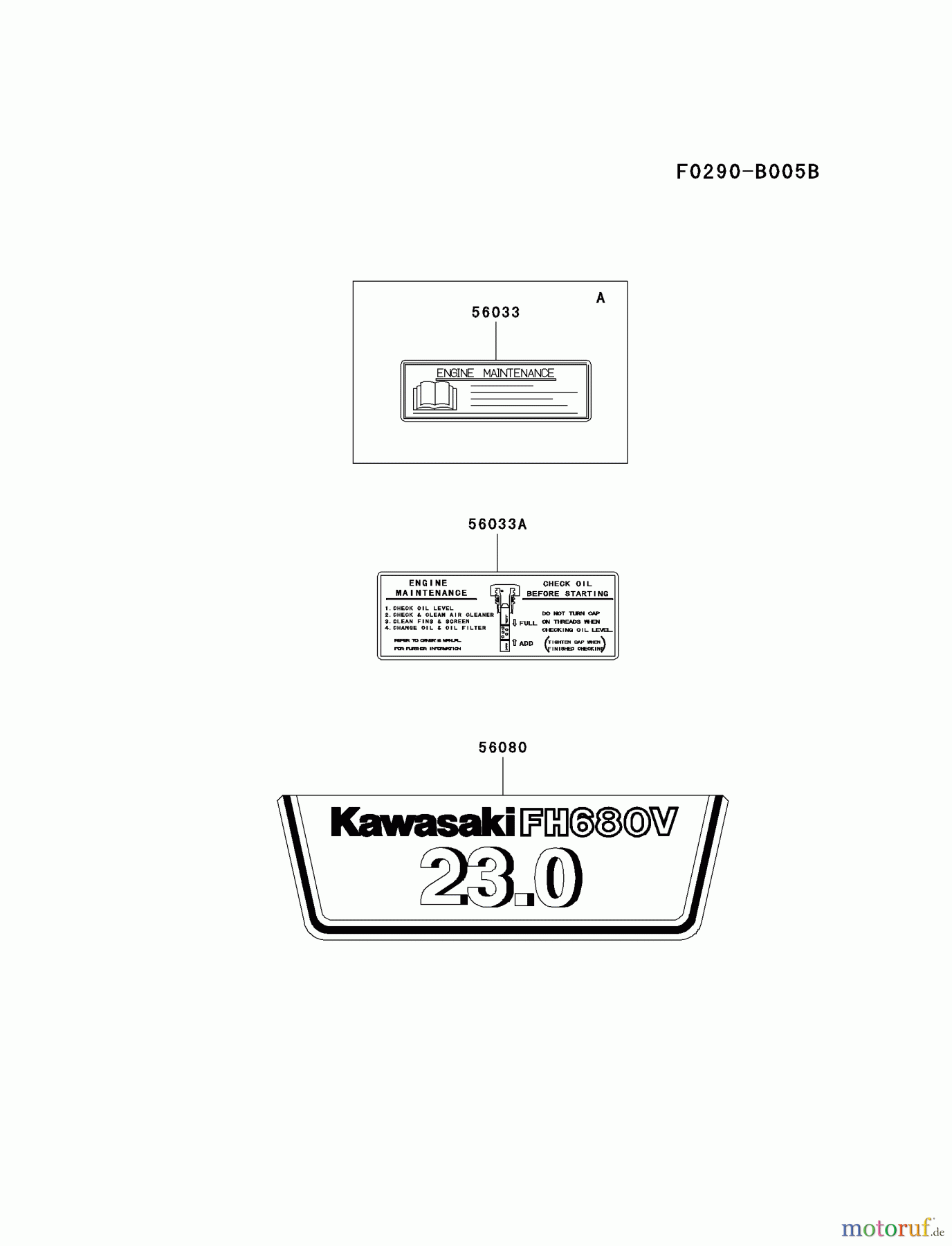  Kawasaki Motoren Motoren Vertikal FH641V - DS25 bis FS481V - BS13 FH680V-AS18 - Kawasaki FH680V 4-Stroke Engine LABEL