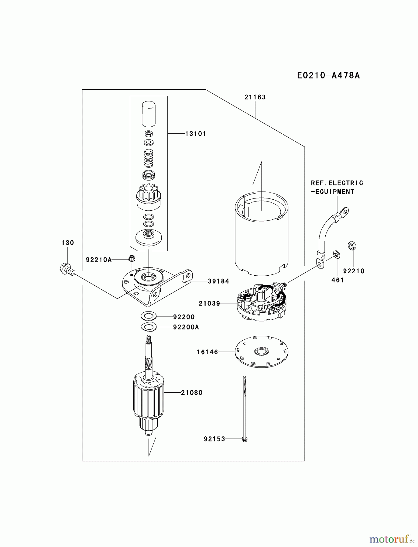  Kawasaki Motoren Motoren Vertikal FH641V - DS25 bis FS481V - BS13 FH680V-BS39 - Kawasaki FH680V 4-Stroke Engine STARTER(FH680-C00798~)