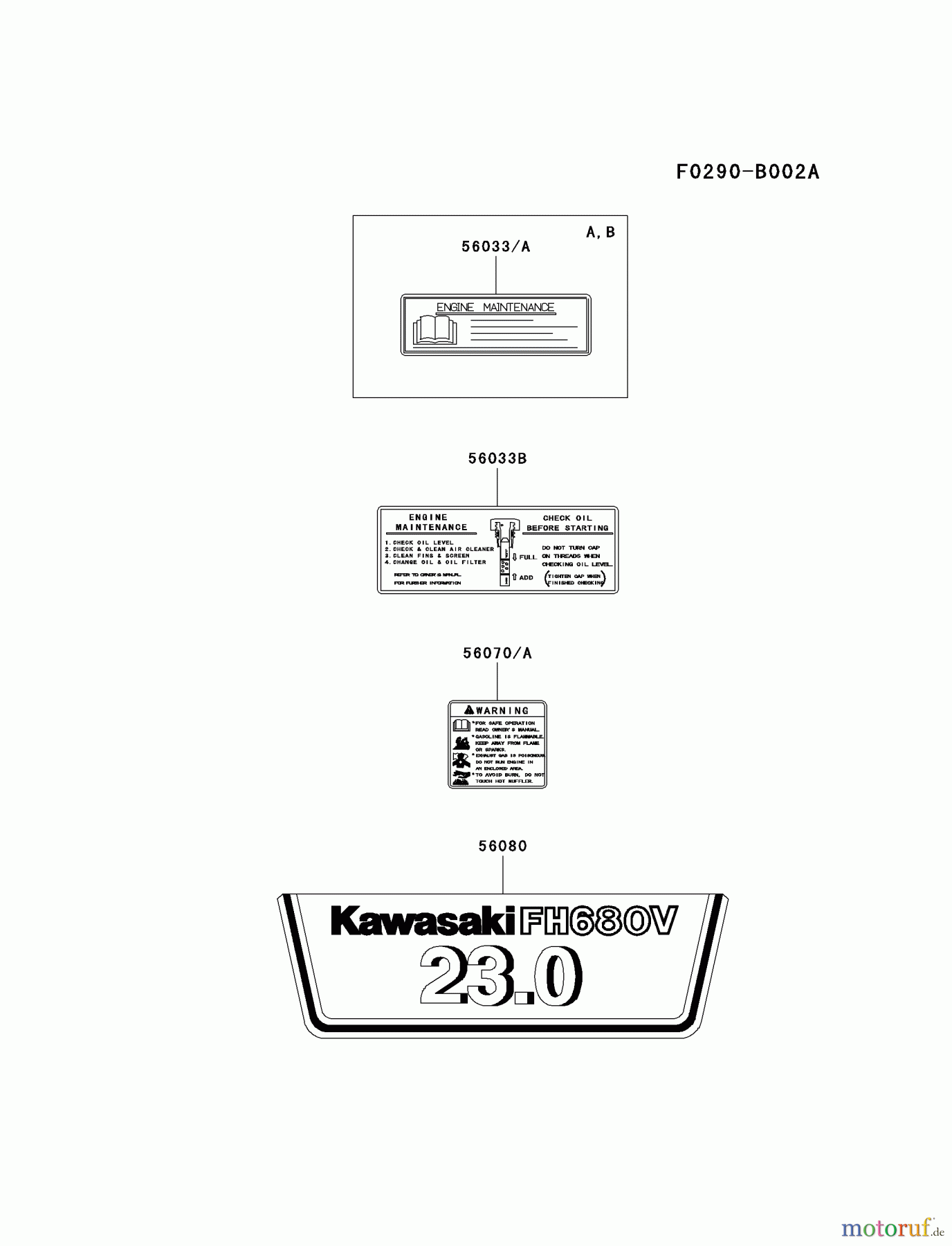  Kawasaki Motoren Motoren Vertikal FH641V - DS25 bis FS481V - BS13 FH680V-CS01 - Kawasaki FH680V 4-Stroke Engine LABEL