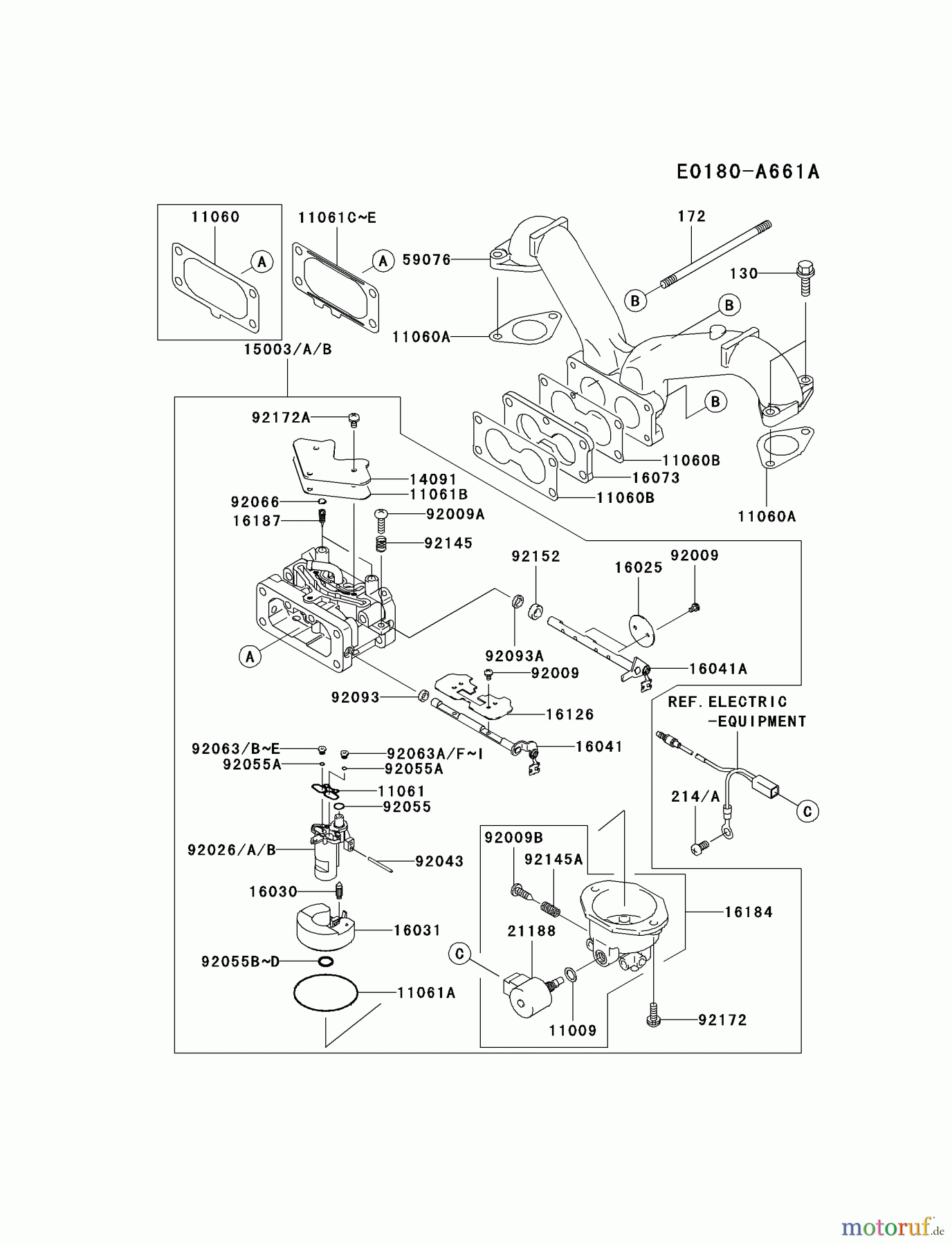  Kawasaki Motoren Motoren Vertikal FH641V - DS25 bis FS481V - BS13 FH680V-BS28 - Kawasaki FH680V 4-Stroke Engine CARBURETOR #1