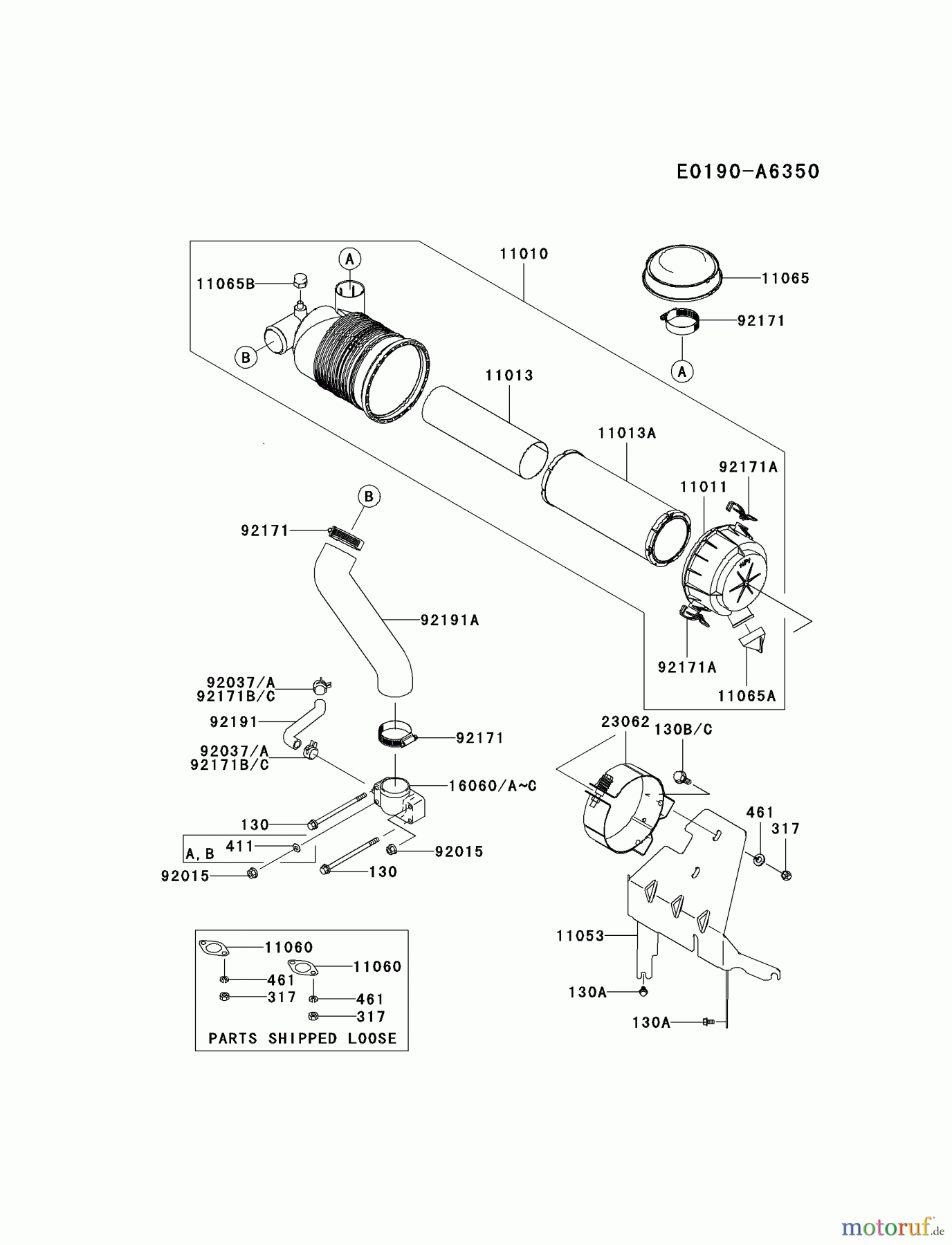  Kawasaki Motoren Motoren Vertikal FH641V - DS25 bis FS481V - BS13 FH680V-CS30 - Kawasaki FH680V 4-Stroke Engine AIR-FILTER/MUFFLER