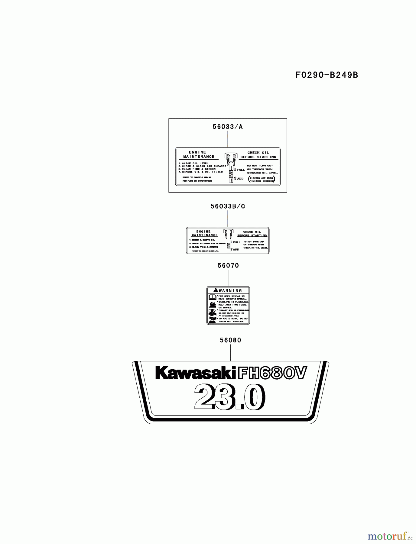  Kawasaki Motoren Motoren Vertikal FH641V - DS25 bis FS481V - BS13 FH680V-AS27 - Kawasaki FH680V 4-Stroke Engine LABEL