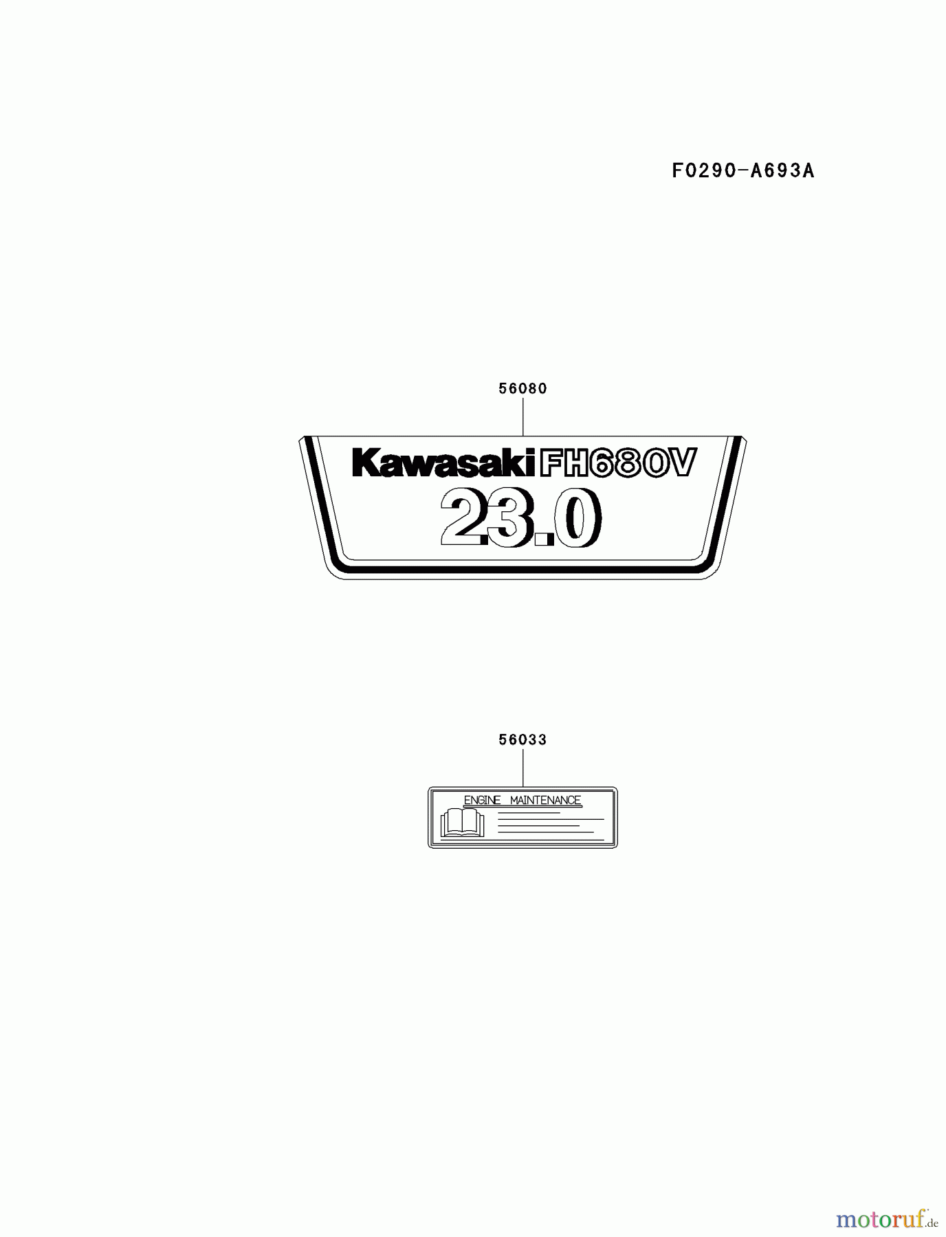  Kawasaki Motoren Motoren Vertikal FH641V - DS25 bis FS481V - BS13 FH680V-AS14 - Kawasaki FH680V 4-Stroke Engine LABEL