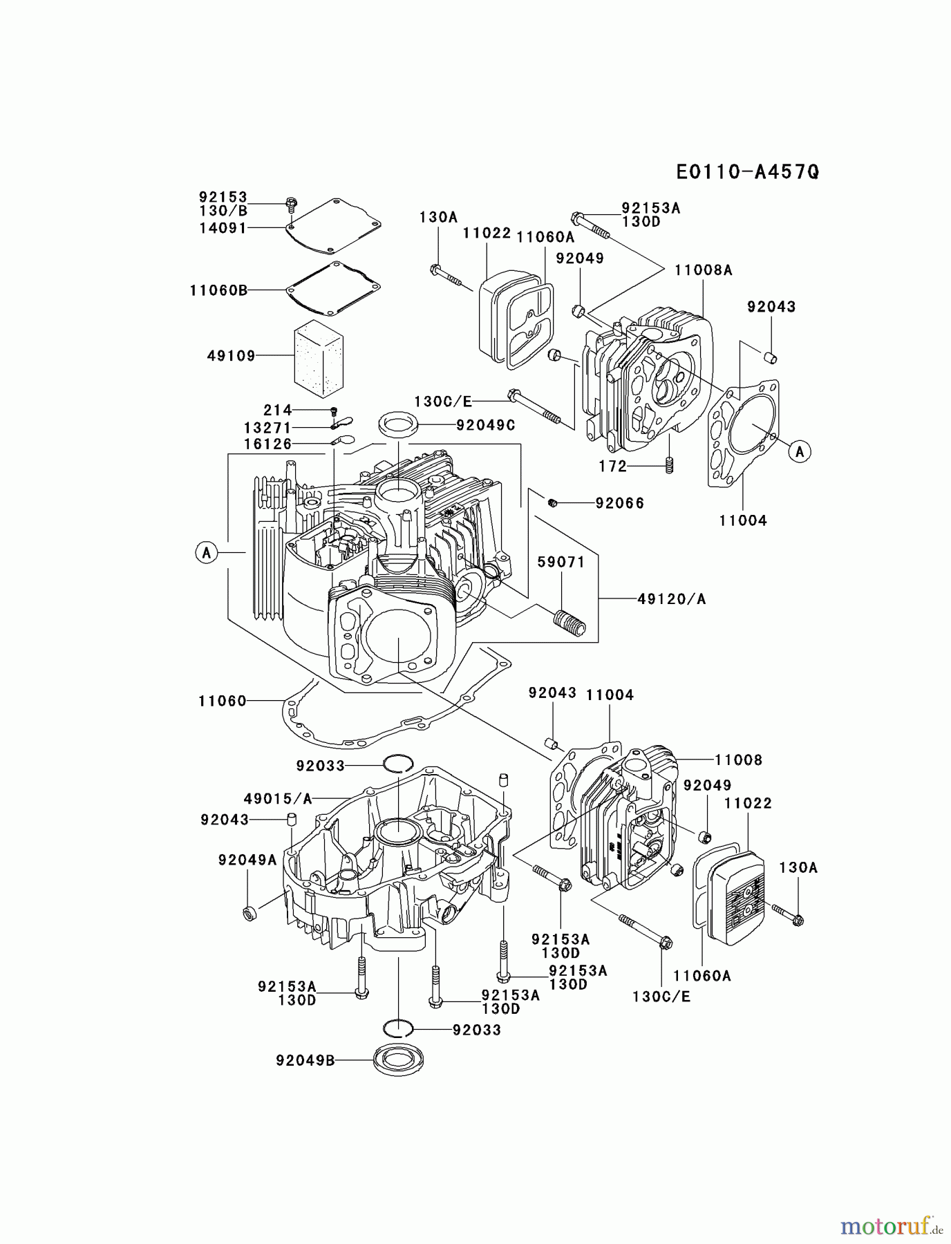  Kawasaki Motoren Motoren Vertikal FH641V - DS25 bis FS481V - BS13 FH680V-DS25 - Kawasaki FH680V 4-Stroke Engine CYLINDER/CRANKCASE