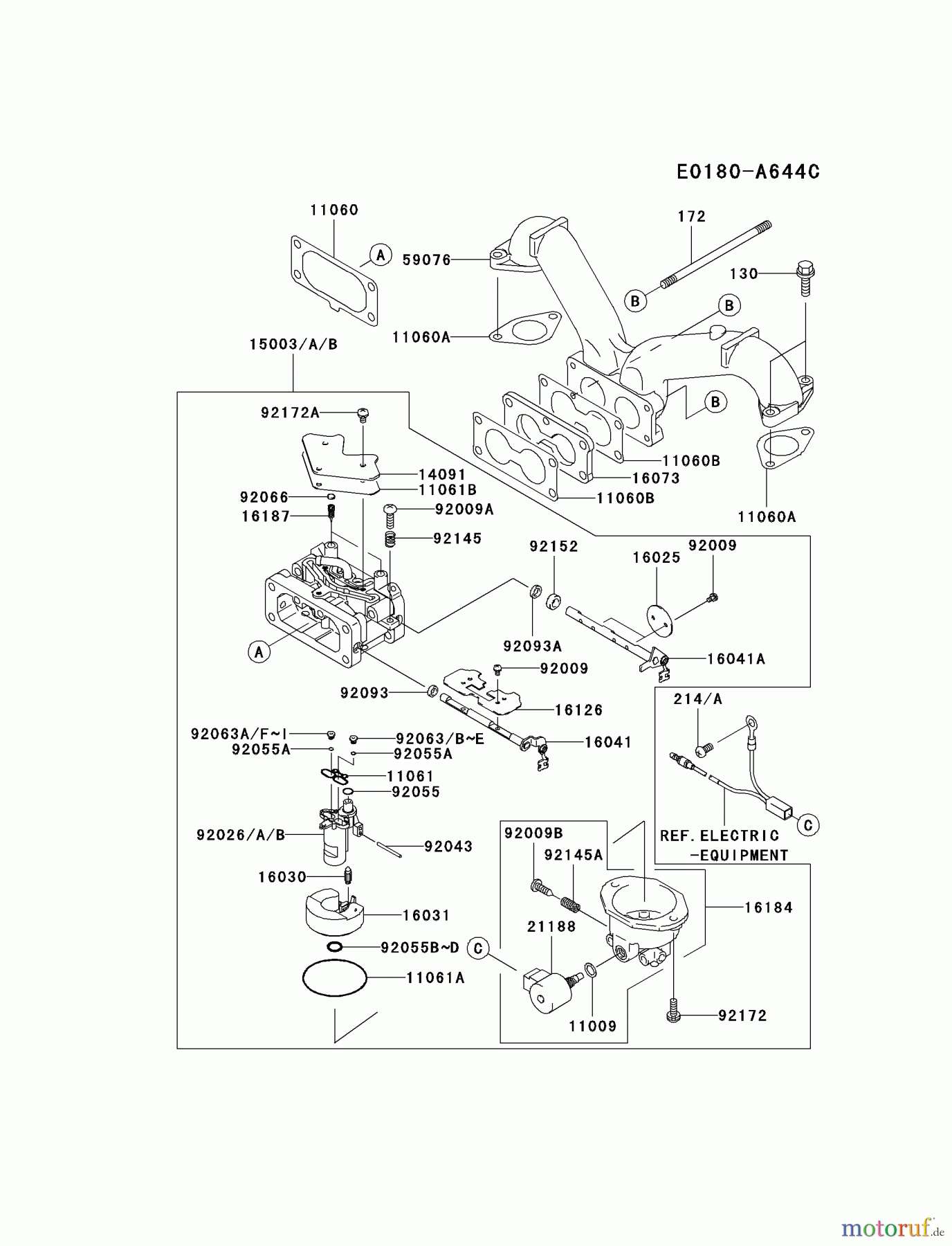  Kawasaki Motoren Motoren Vertikal FH641V - DS25 bis FS481V - BS13 FH680V-ES06 - Kawasaki FH680V 4-Stroke Engine CARBURETOR #1