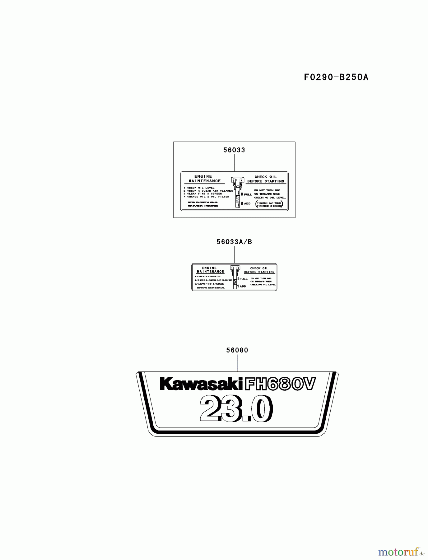  Kawasaki Motoren Motoren Vertikal FH641V - DS25 bis FS481V - BS13 FH680V-BS29 - Kawasaki FH680V 4-Stroke Engine LABEL