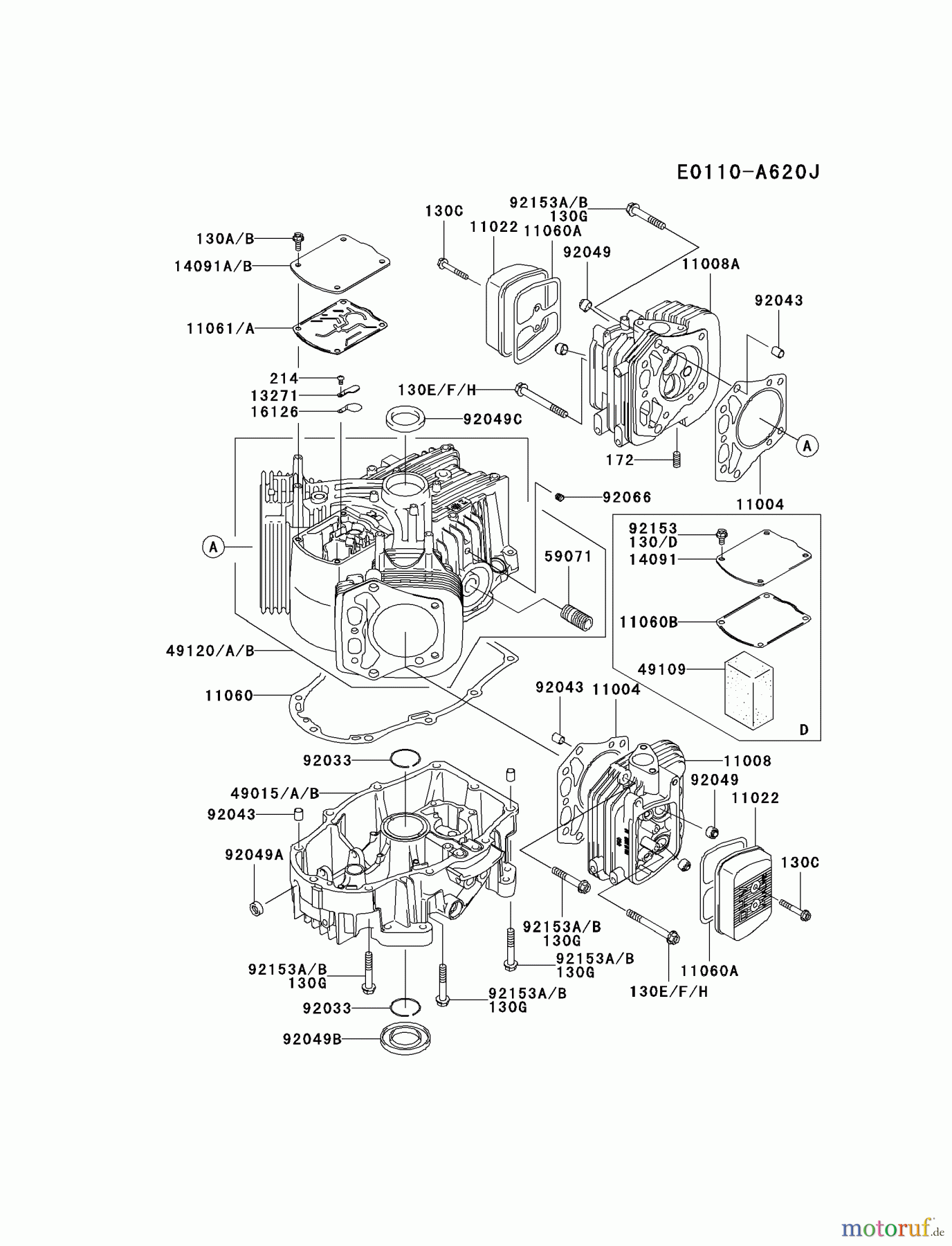  Kawasaki Motoren Motoren Vertikal FH641V - DS25 bis FS481V - BS13 FH680V-DS20 - Kawasaki FH680V 4-Stroke Engine CYLINDER/CRANKCASE #2