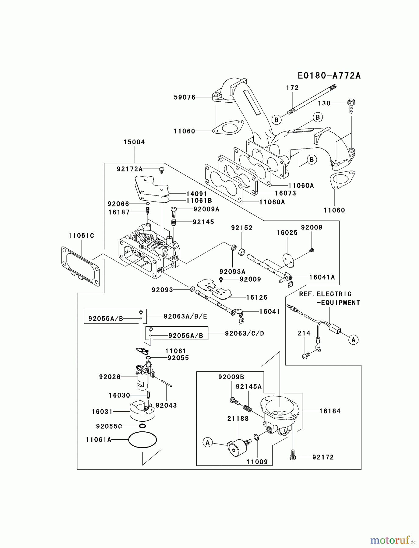  Kawasaki Motoren Motoren Vertikal FH641V - DS25 bis FS481V - BS13 FH680V-ES22 - Kawasaki FH680V 4-Stroke Engine CARBURETOR #1