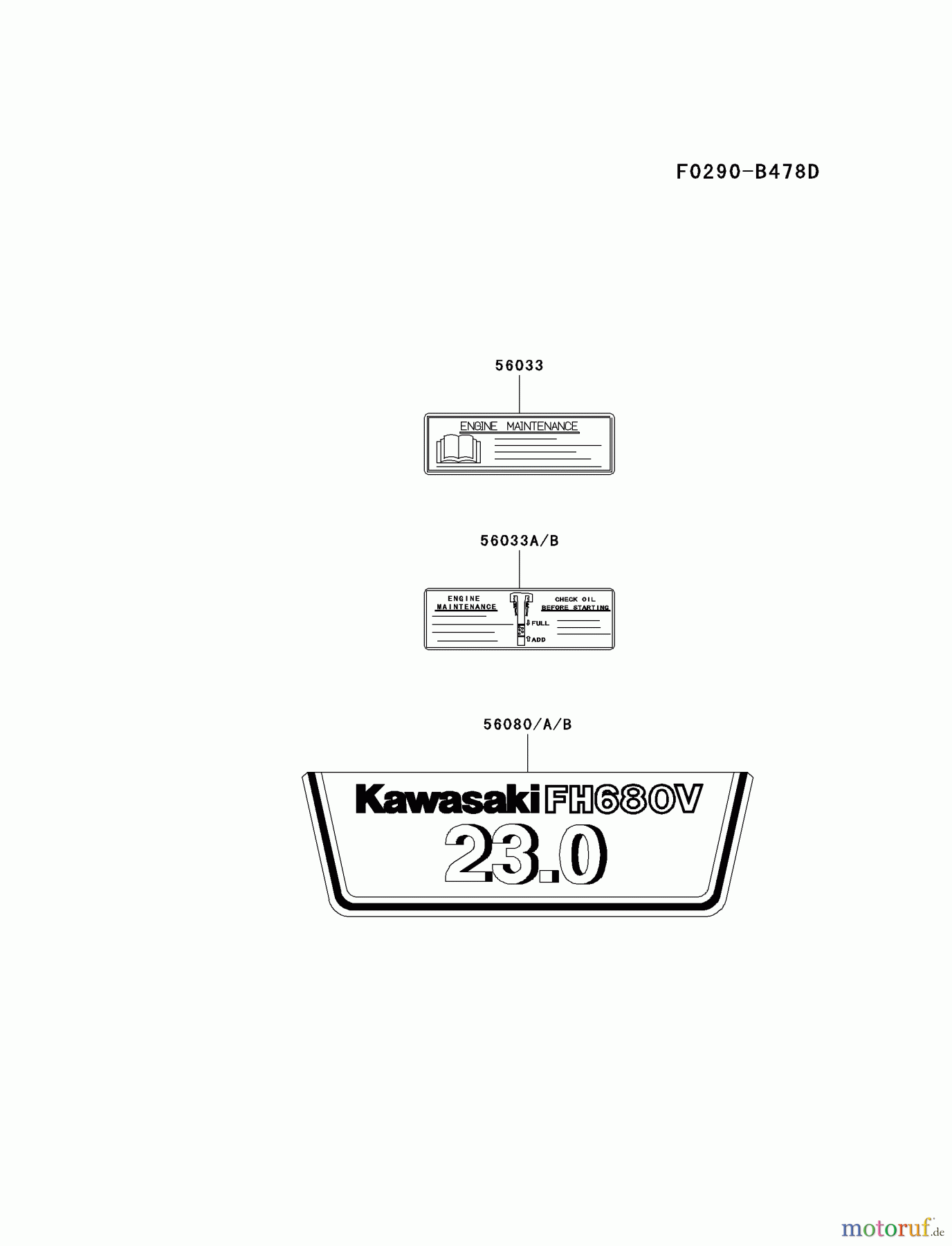  Kawasaki Motoren Motoren Vertikal FH641V - DS25 bis FS481V - BS13 FH680V-ES29 - Kawasaki FH680V 4-Stroke Engine LABEL