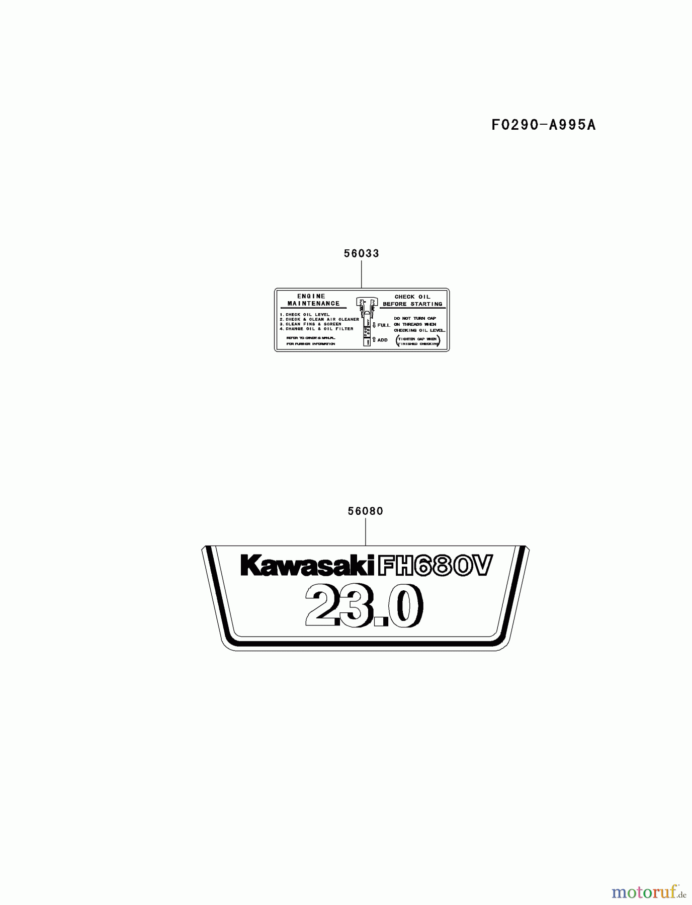  Kawasaki Motoren Motoren Vertikal FH641V - DS25 bis FS481V - BS13 FH680V-ES12 - Kawasaki FH680V 4-Stroke Engine LABEL