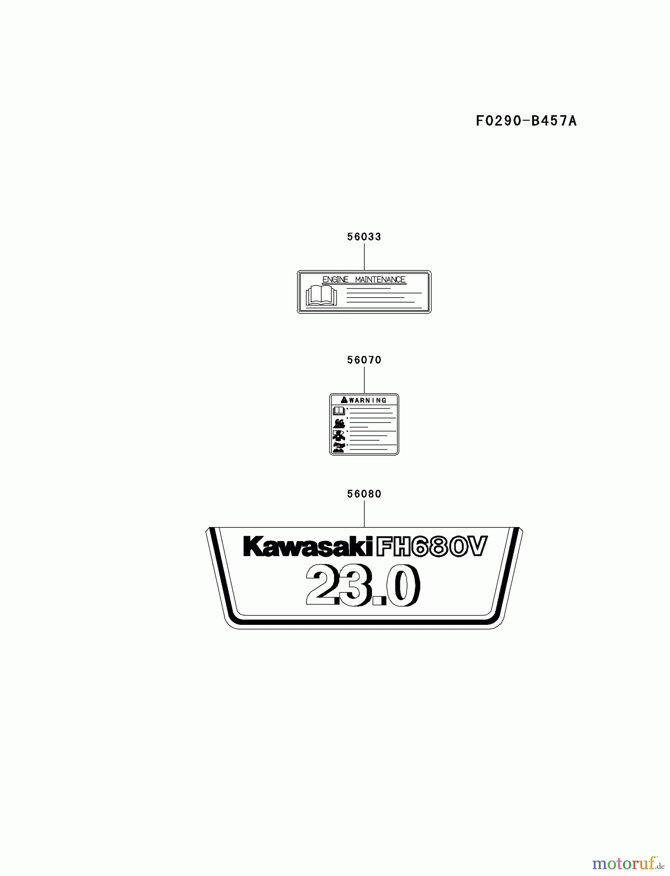  Kawasaki Motoren Motoren Vertikal FH641V - DS25 bis FS481V - BS13 FH680V-ES25 - Kawasaki FH680V 4-Stroke Engine LABEL