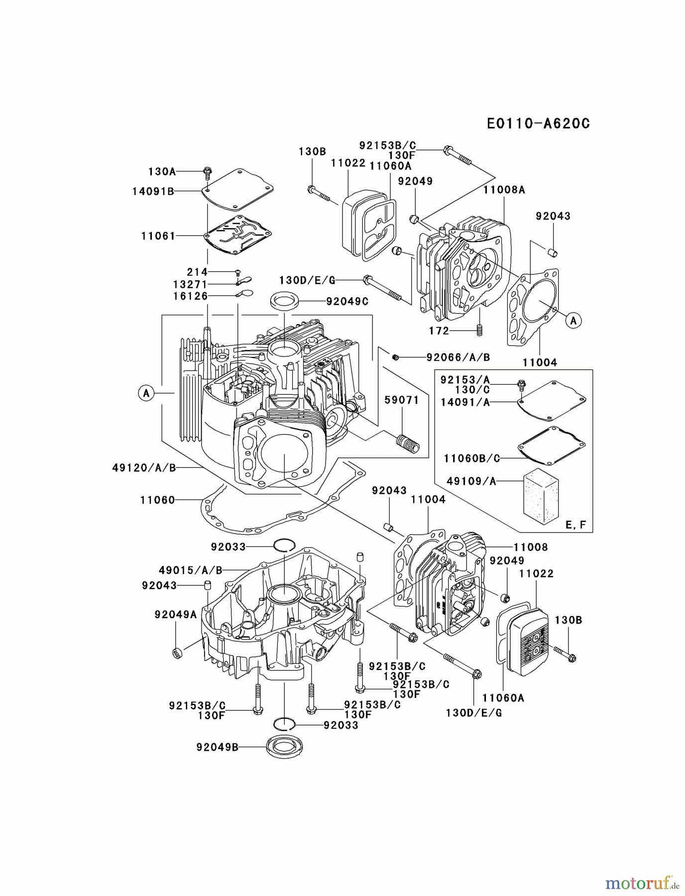  Kawasaki Motoren Motoren Vertikal FH641V - DS25 bis FS481V - BS13 FH680V-GS24 - Kawasaki FH680V 4-Stroke Engine CYLINDER/CRANKCASE #2