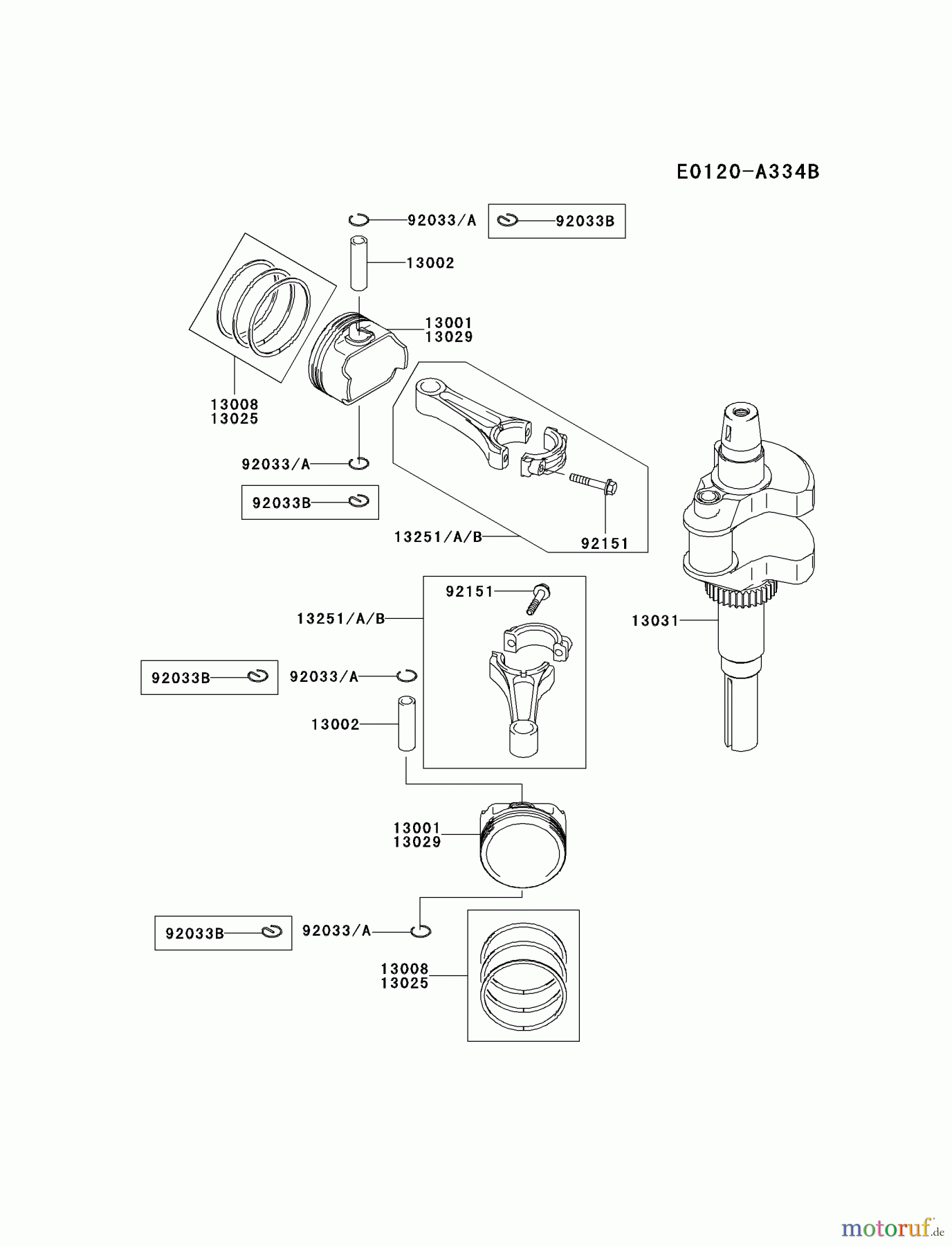  Kawasaki Motoren Motoren Vertikal FH641V - DS25 bis FS481V - BS13 FH680V-GS24 - Kawasaki FH680V 4-Stroke Engine PISTON/CRANKSHAFT