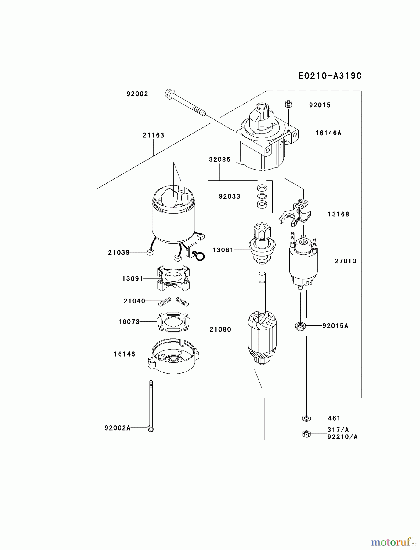  Kawasaki Motoren Motoren Vertikal FH641V - DS25 bis FS481V - BS13 FH721V-HS21 - Kawasaki FH721V 4-Stroke Engine STARTER