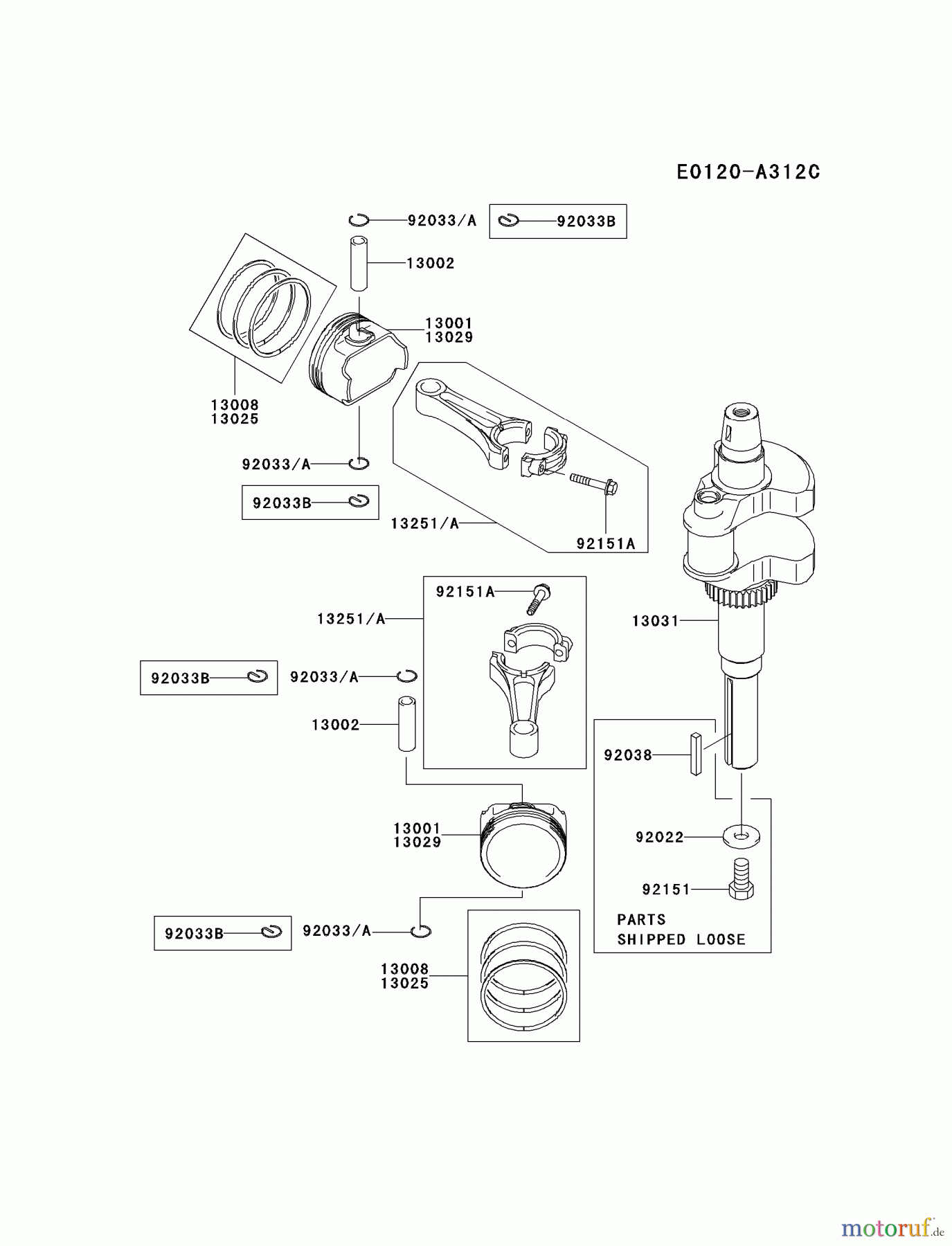  Kawasaki Motoren Motoren Vertikal FH641V - DS25 bis FS481V - BS13 FH680V-HS07 - Kawasaki FH680V 4-Stroke Engine PISTON/CRANKSHAFT