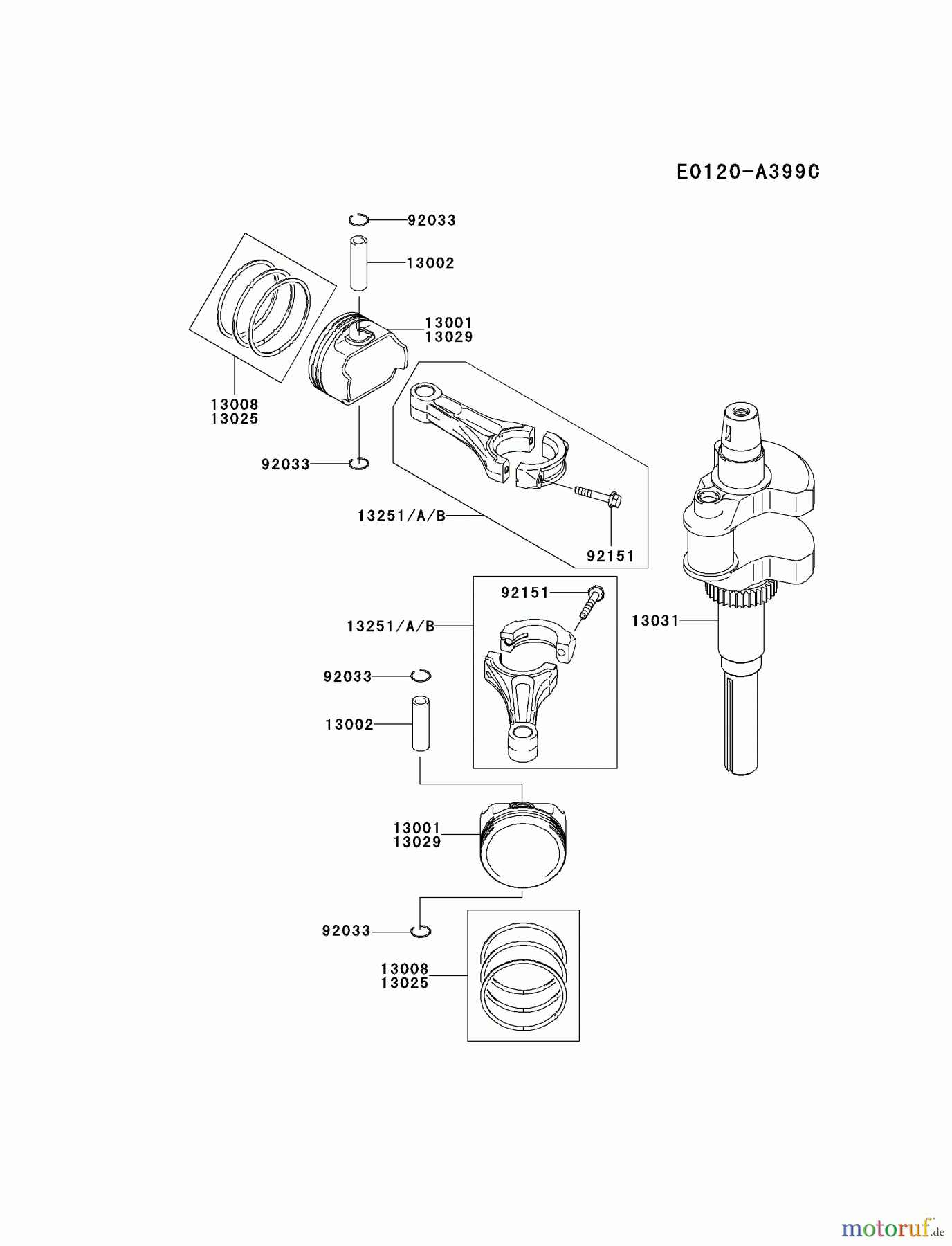  Kawasaki Motoren Motoren Vertikal FH641V - DS25 bis FS481V - BS13 FH680V-GS12 - Kawasaki FH680V 4-Stroke Engine PISTON/CRANKSHAFT