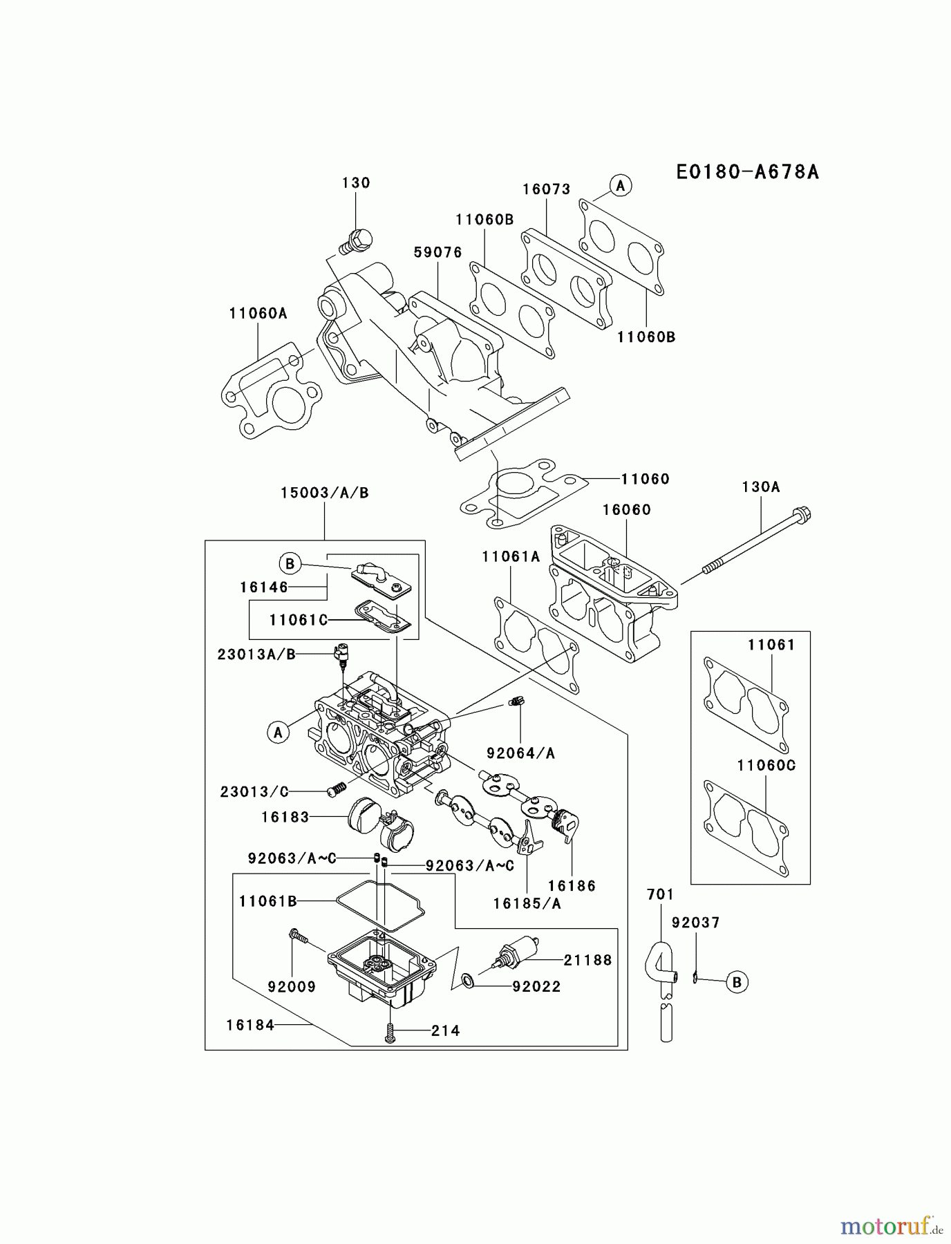  Kawasaki Motoren Motoren, Horizontal FD750D-AS00 - Kawasaki FD750D 4-Stroke Engine CARBURETOR #1