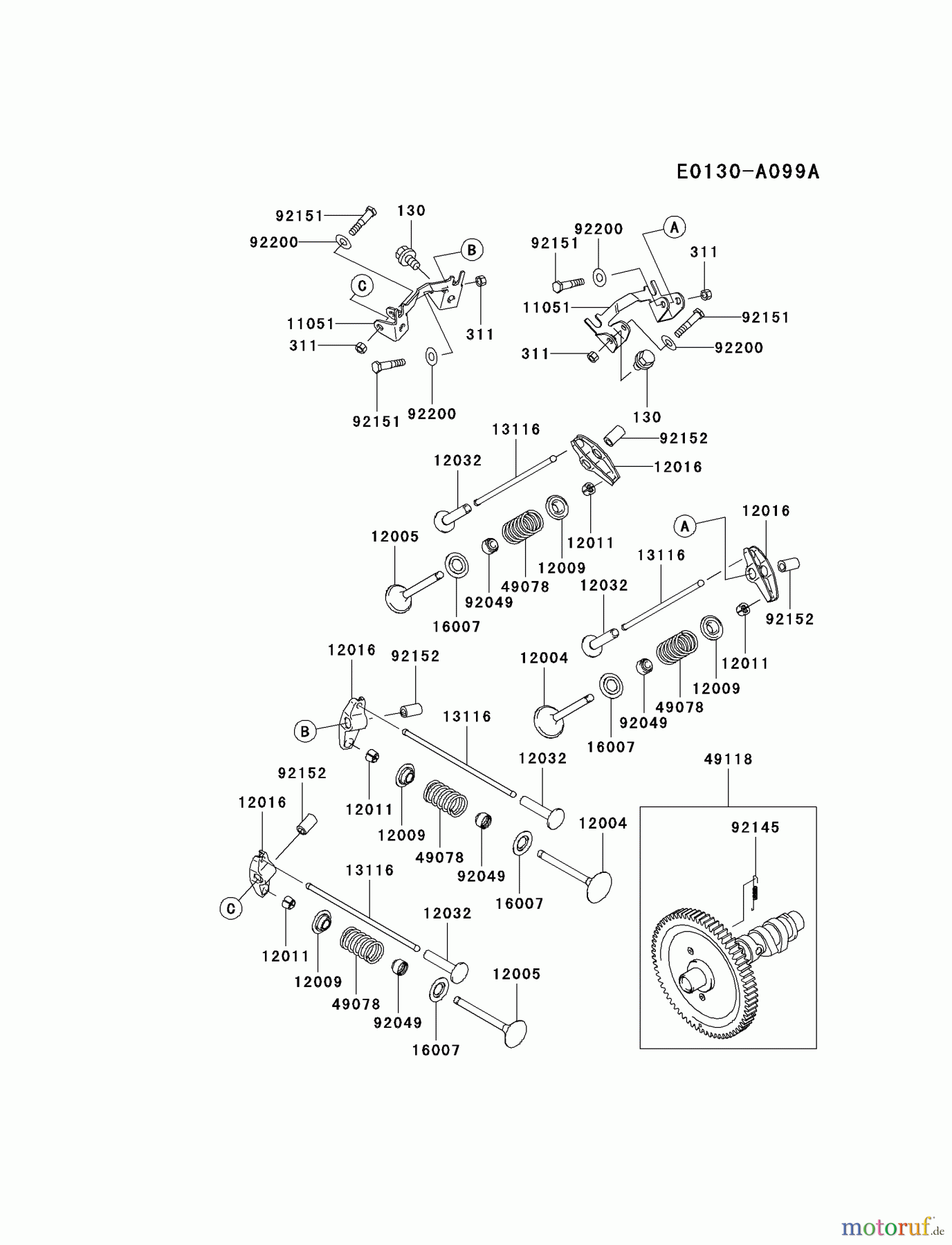  Kawasaki Motoren Motoren, Horizontal FD750D-AS01 - Kawasaki FD750D 4-Stroke Engine VALVE/CAMSHAFT