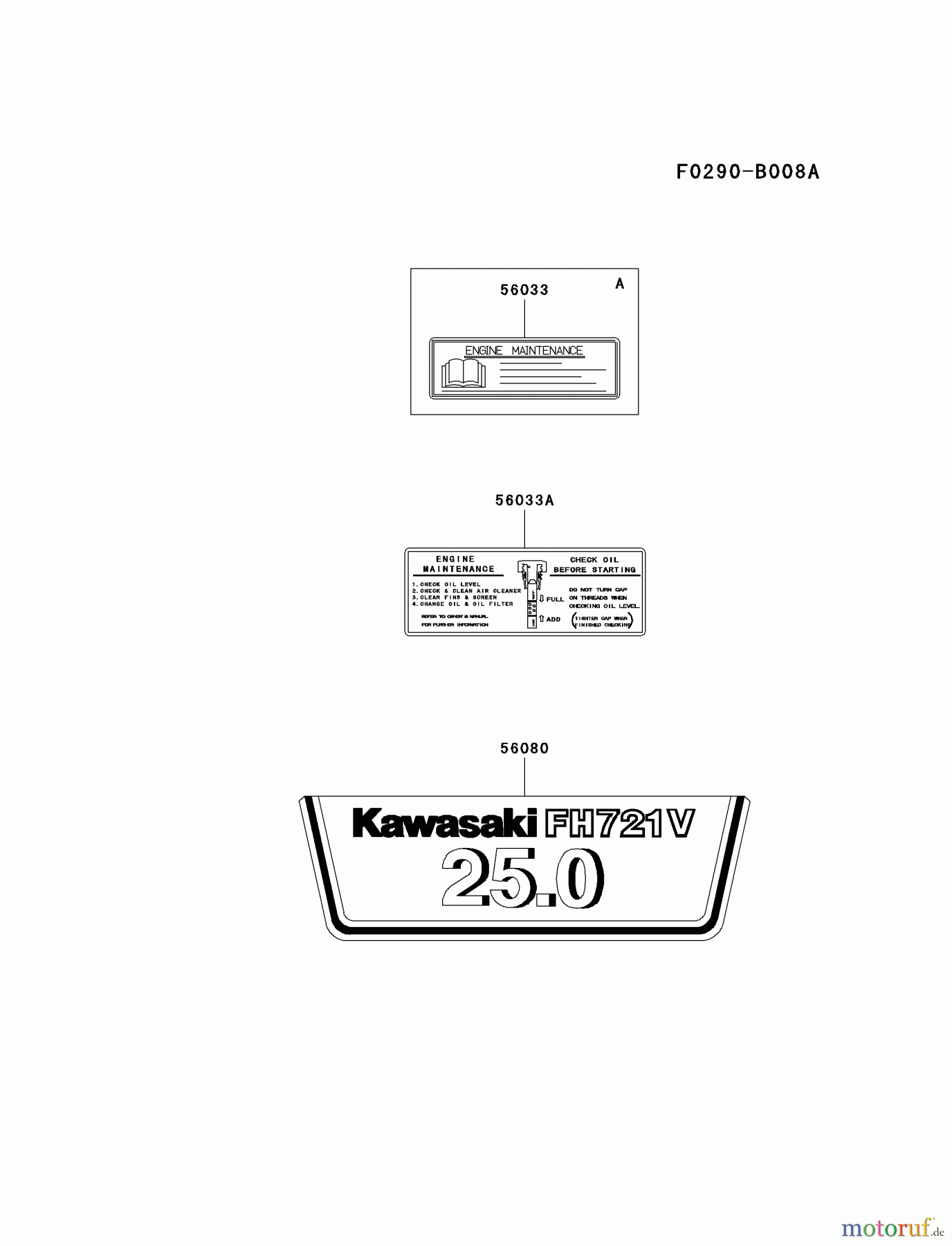  Kawasaki Motoren Motoren Vertikal FH641V - DS25 bis FS481V - BS13 FH721V-BS05 - Kawasaki FH721V 4-Stroke Engine LABEL