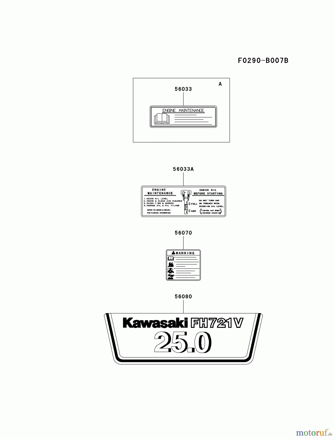  Kawasaki Motoren Motoren Vertikal FH641V - DS25 bis FS481V - BS13 FH721V-AS06 - Kawasaki FH721V 4-Stroke Engine LABEL