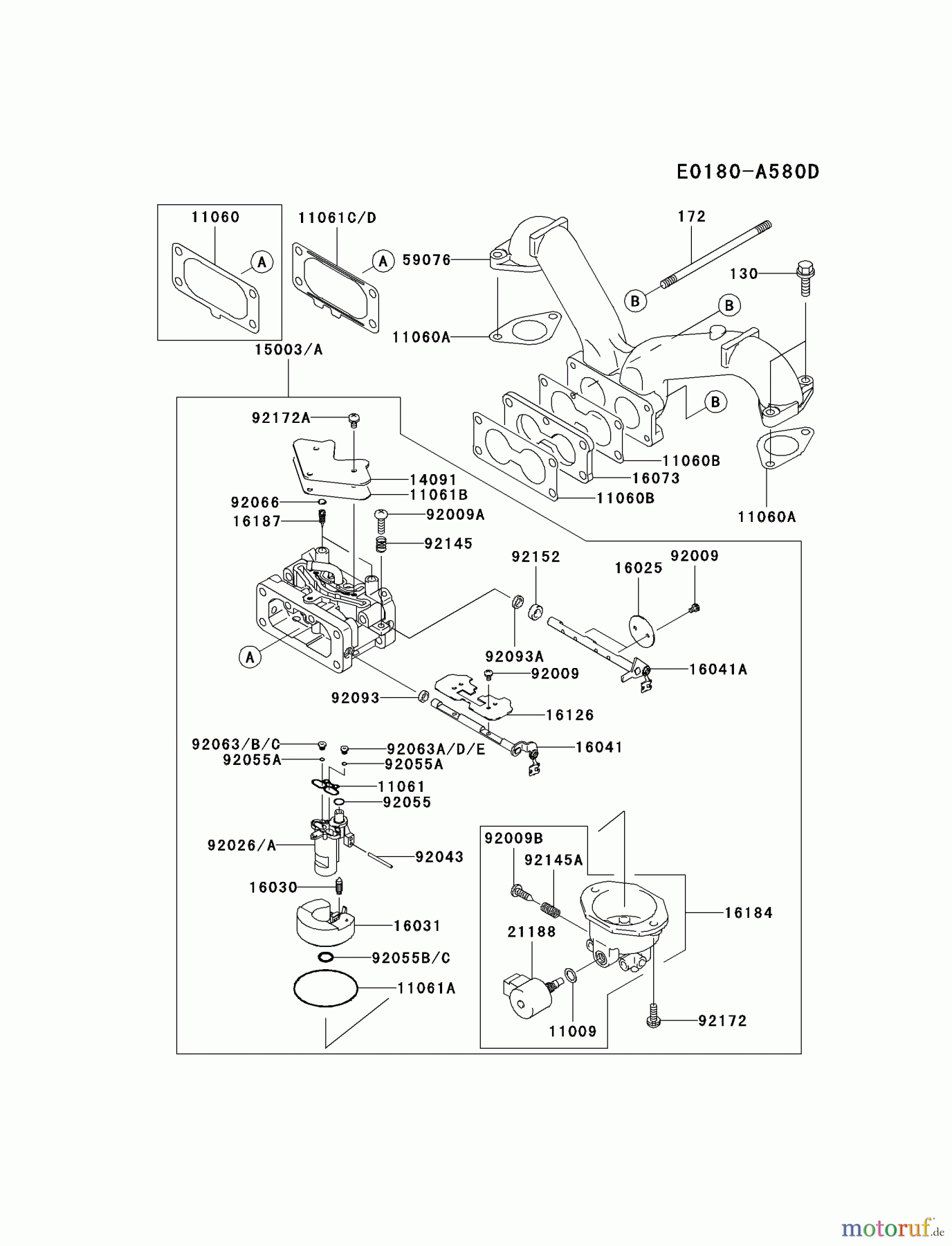  Kawasaki Motoren Motoren Vertikal FH641V - DS25 bis FS481V - BS13 FH721V-BS22 - Kawasaki FH721V 4-Stroke Engine CARBURETOR #2