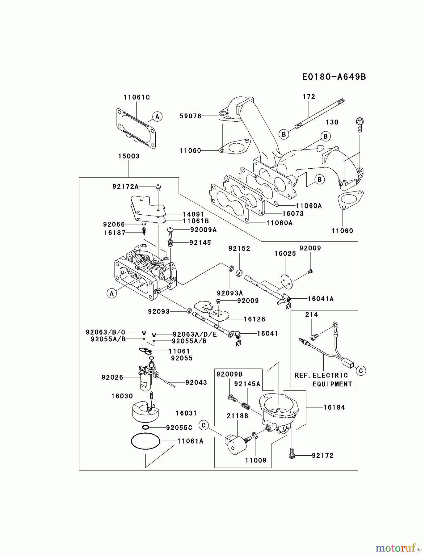  Kawasaki Motoren Motoren Vertikal FH641V - DS25 bis FS481V - BS13 FH721V-BS30 - Kawasaki FH721V 4-Stroke Engine CARBURETOR #2