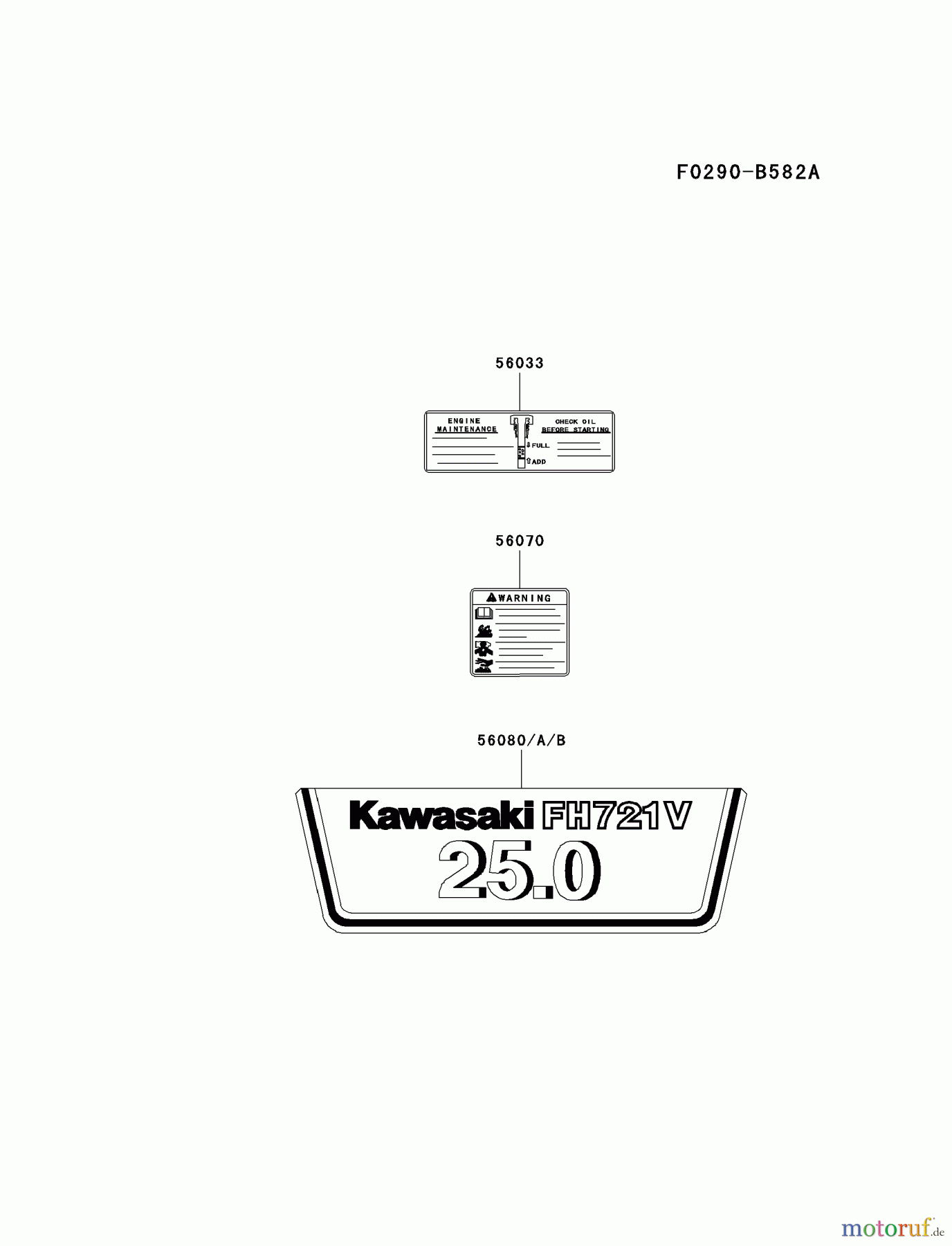  Kawasaki Motoren Motoren Vertikal FH641V - DS25 bis FS481V - BS13 FH721V-BS35 - Kawasaki FH721V 4-Stroke Engine LABEL