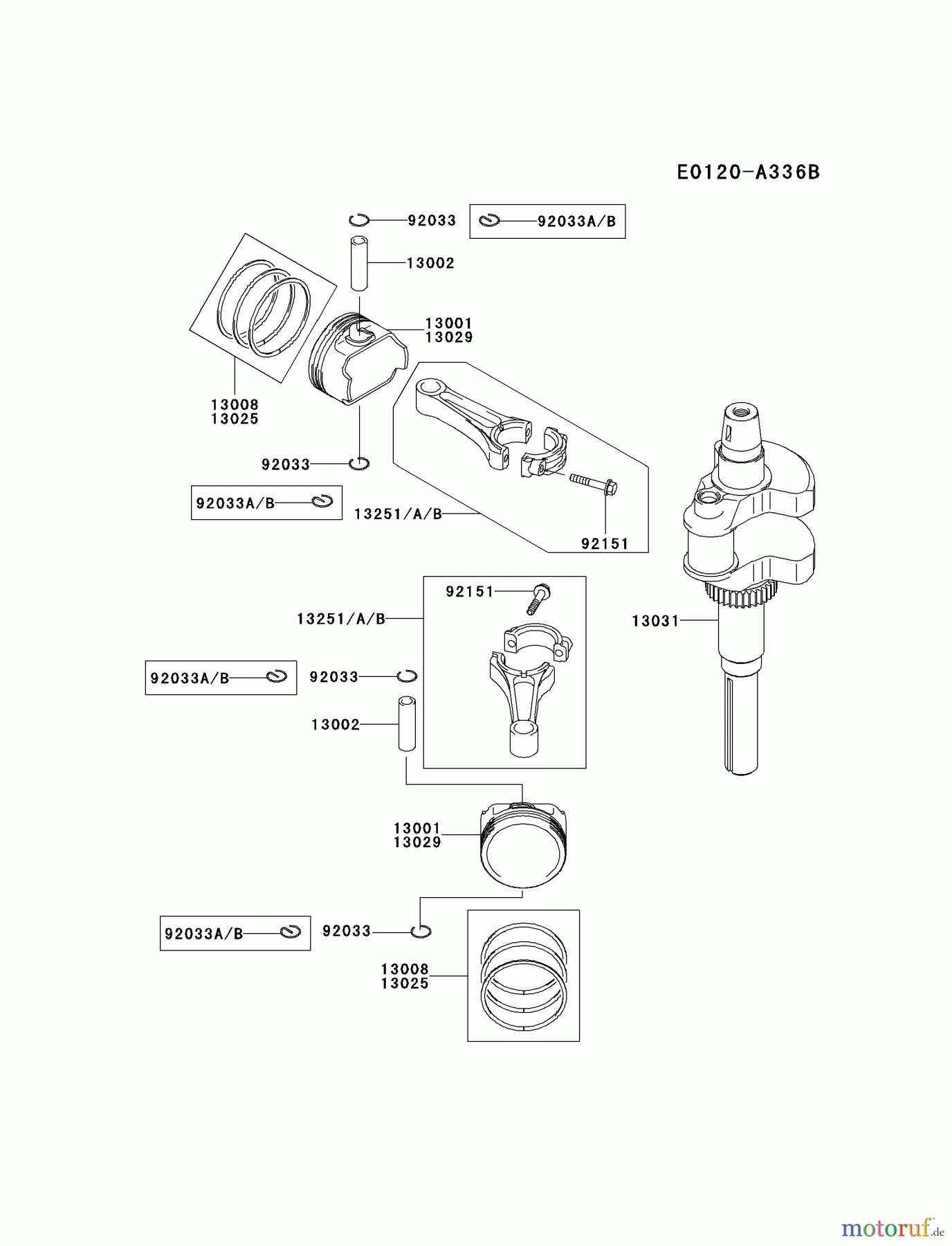  Kawasaki Motoren Motoren Vertikal FH641V - DS25 bis FS481V - BS13 FH721V-AS35 - Kawasaki FH721V 4-Stroke Engine PISTON/CRANKSHAFT