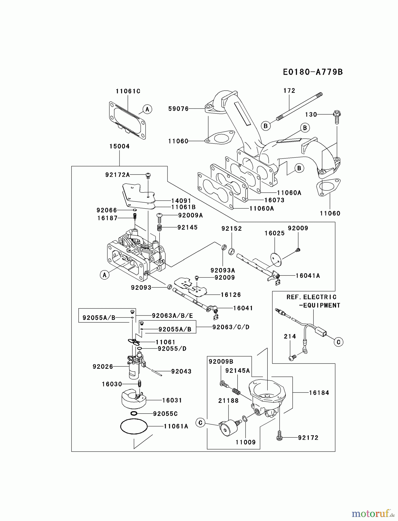  Kawasaki Motoren Motoren Vertikal FH641V - DS25 bis FS481V - BS13 FH721V-ES28 - Kawasaki FH721V 4-Stroke Engine CARBURETOR #2