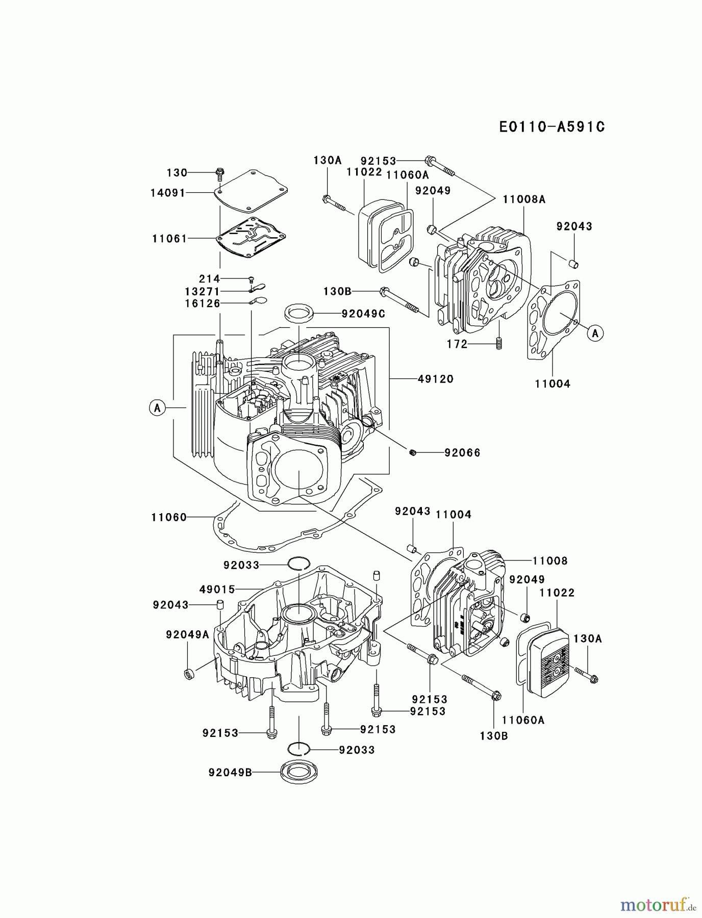  Kawasaki Motoren Motoren Vertikal FH641V - DS25 bis FS481V - BS13 FH721V-BS40 - Kawasaki FH721V 4-Stroke Engine CYLINDER/CRANKCASE