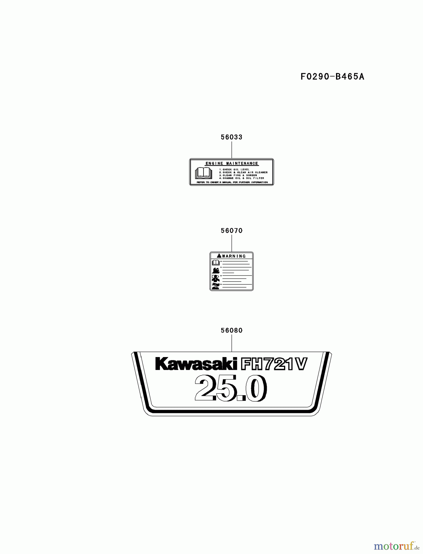  Kawasaki Motoren Motoren Vertikal FH641V - DS25 bis FS481V - BS13 FH721V-BS40 - Kawasaki FH721V 4-Stroke Engine LABEL